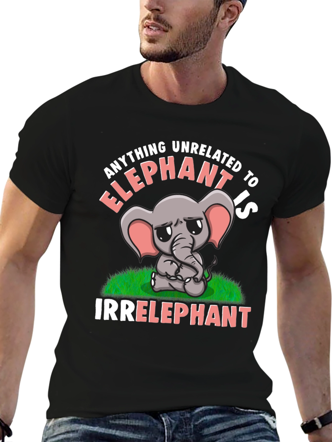 Black Irrelephant T-Shirt Funny Elephant Pun Tee view 6