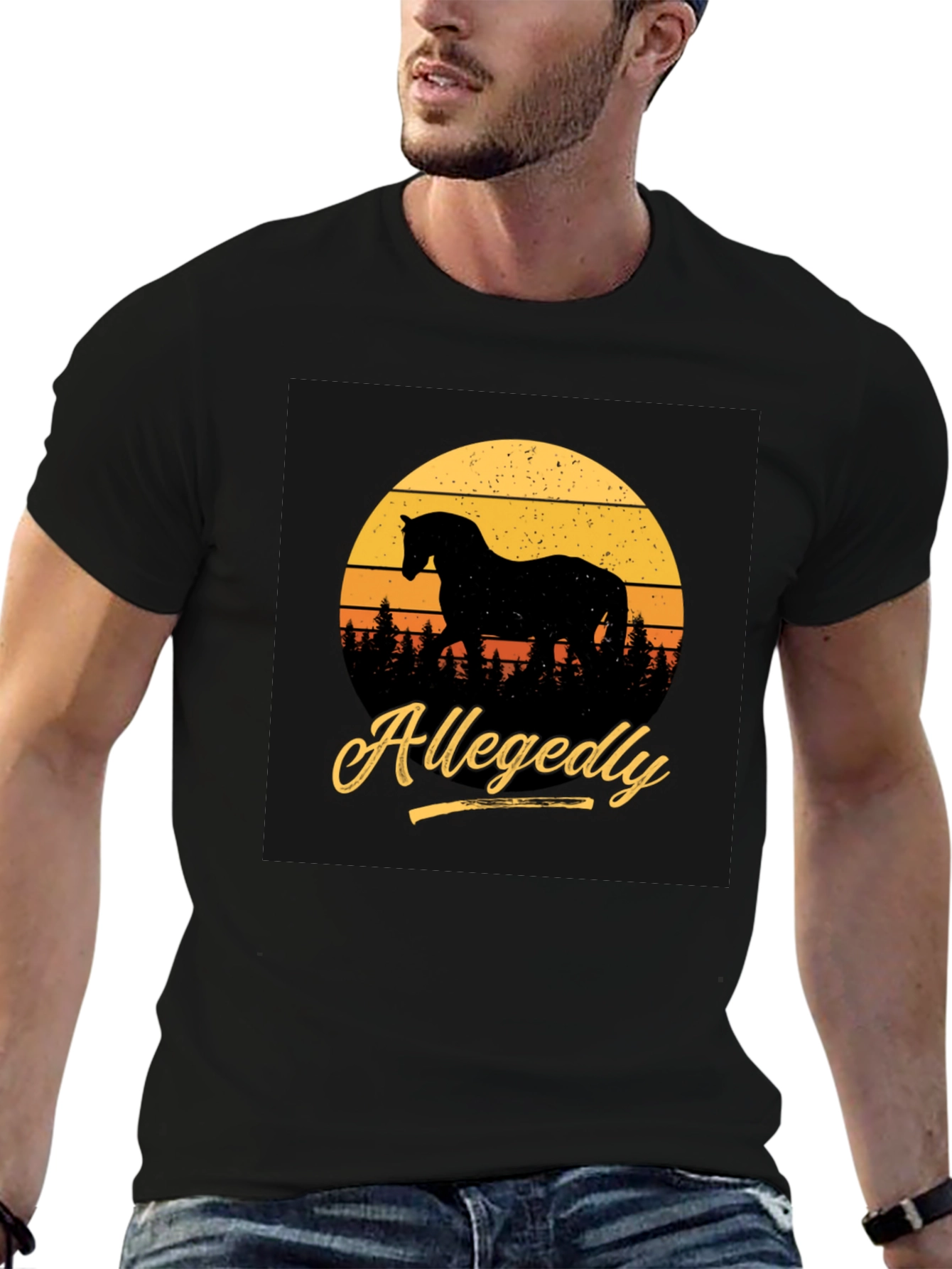 Black Allegedly Horse Silhouette Graphic Tee view 6