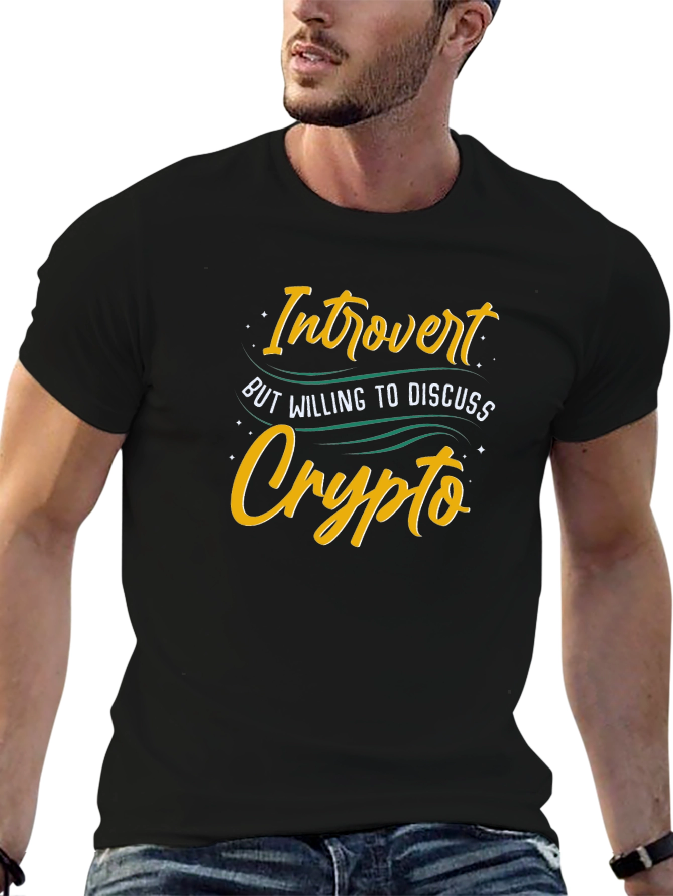 Black Introvert Crypto Black T-Shirt view 6
