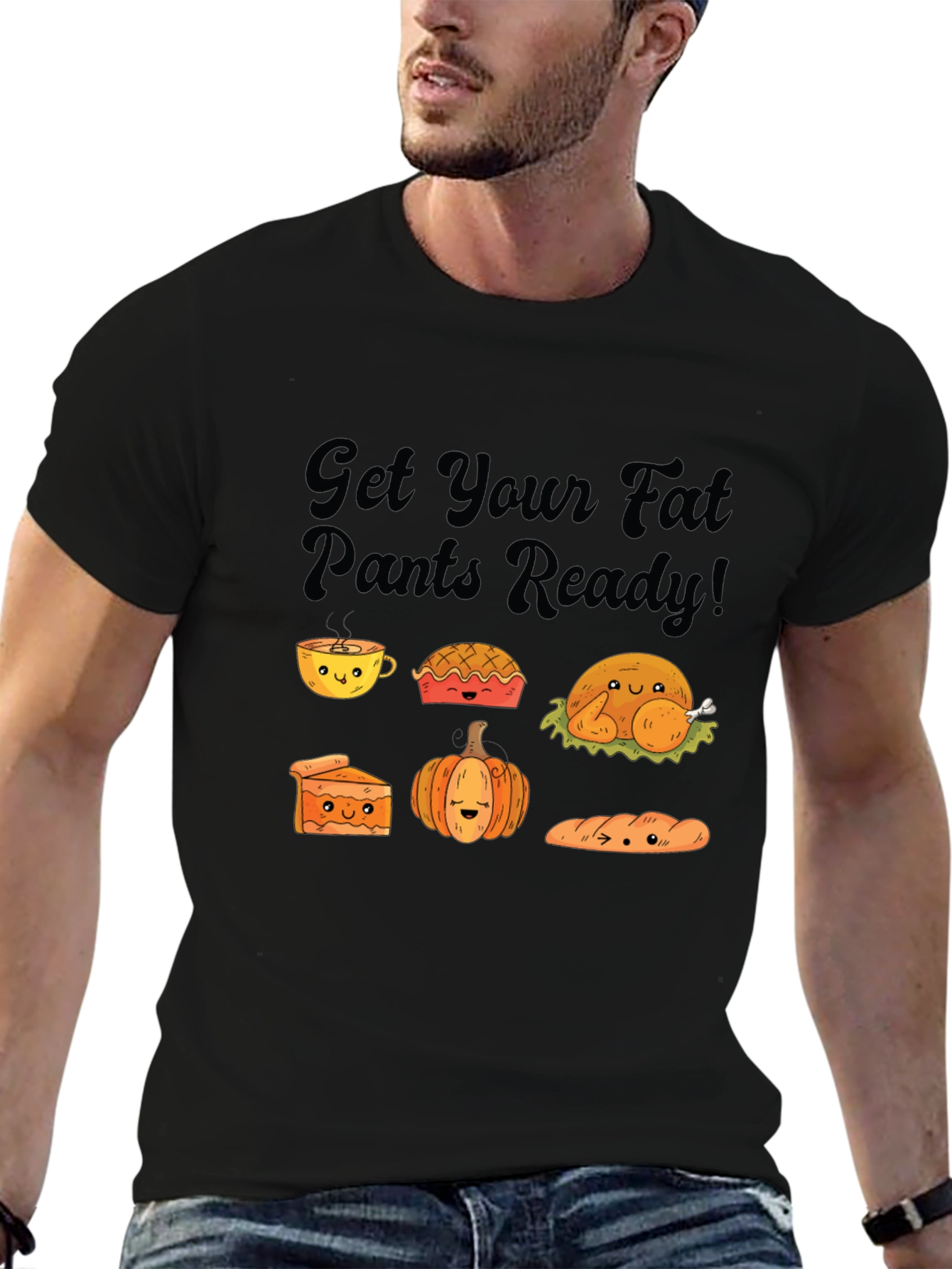 Black Thanksgiving Fat Pants Ready Black T-Shirt view 6