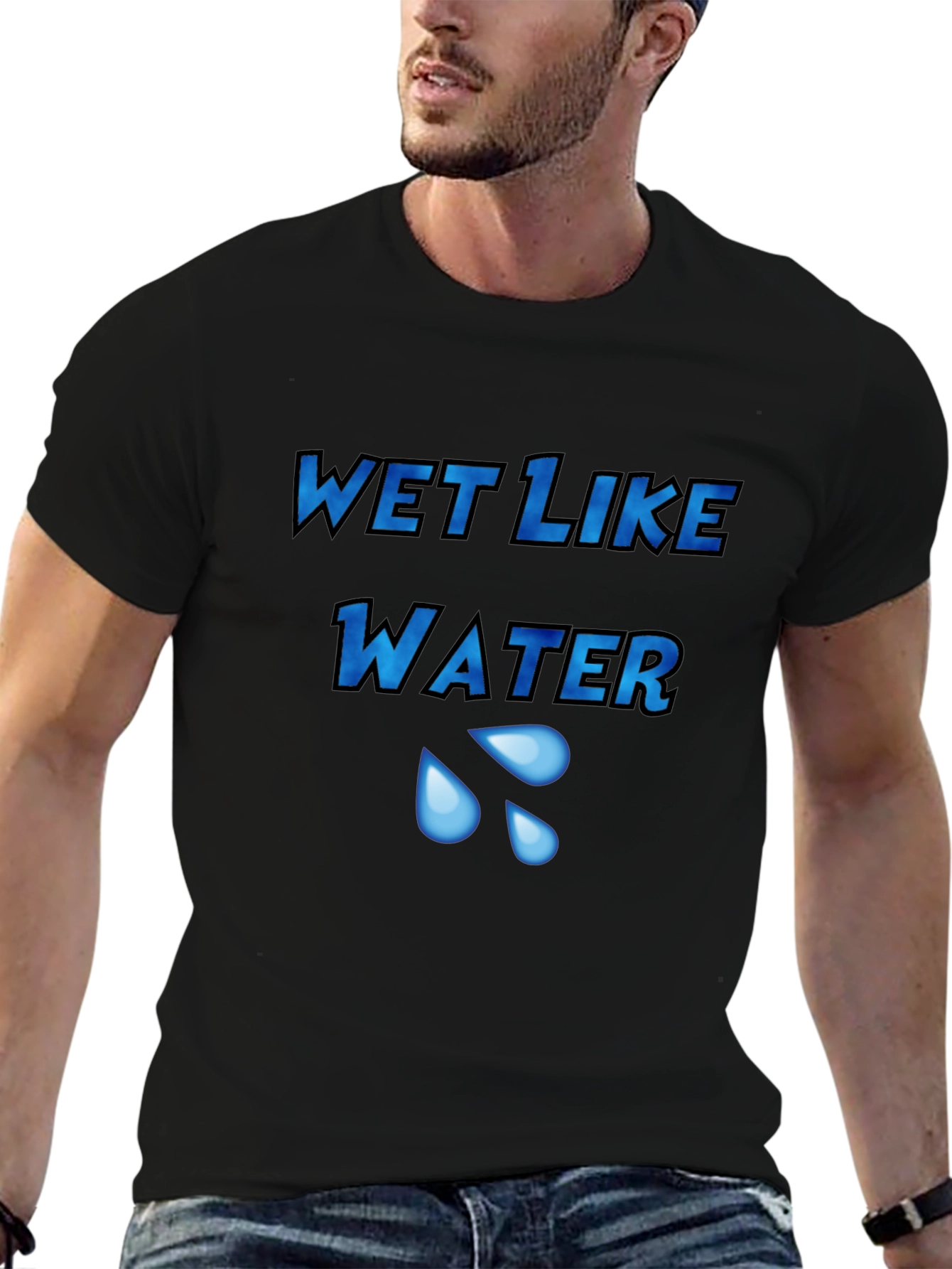 Black Wet Like Water Graphic Tee - Unisex Black T-Shirt view 6