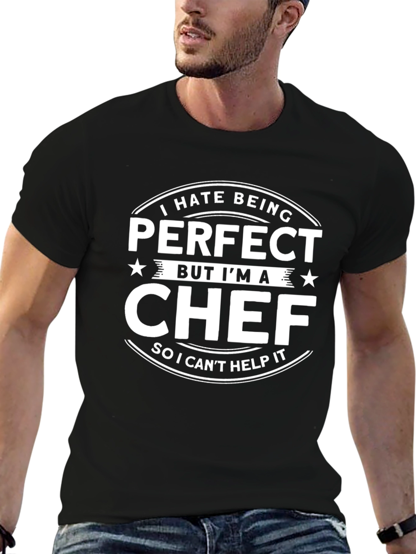 Black Funny Chef T-Shirt - "I Hate Being Perfect" view 6