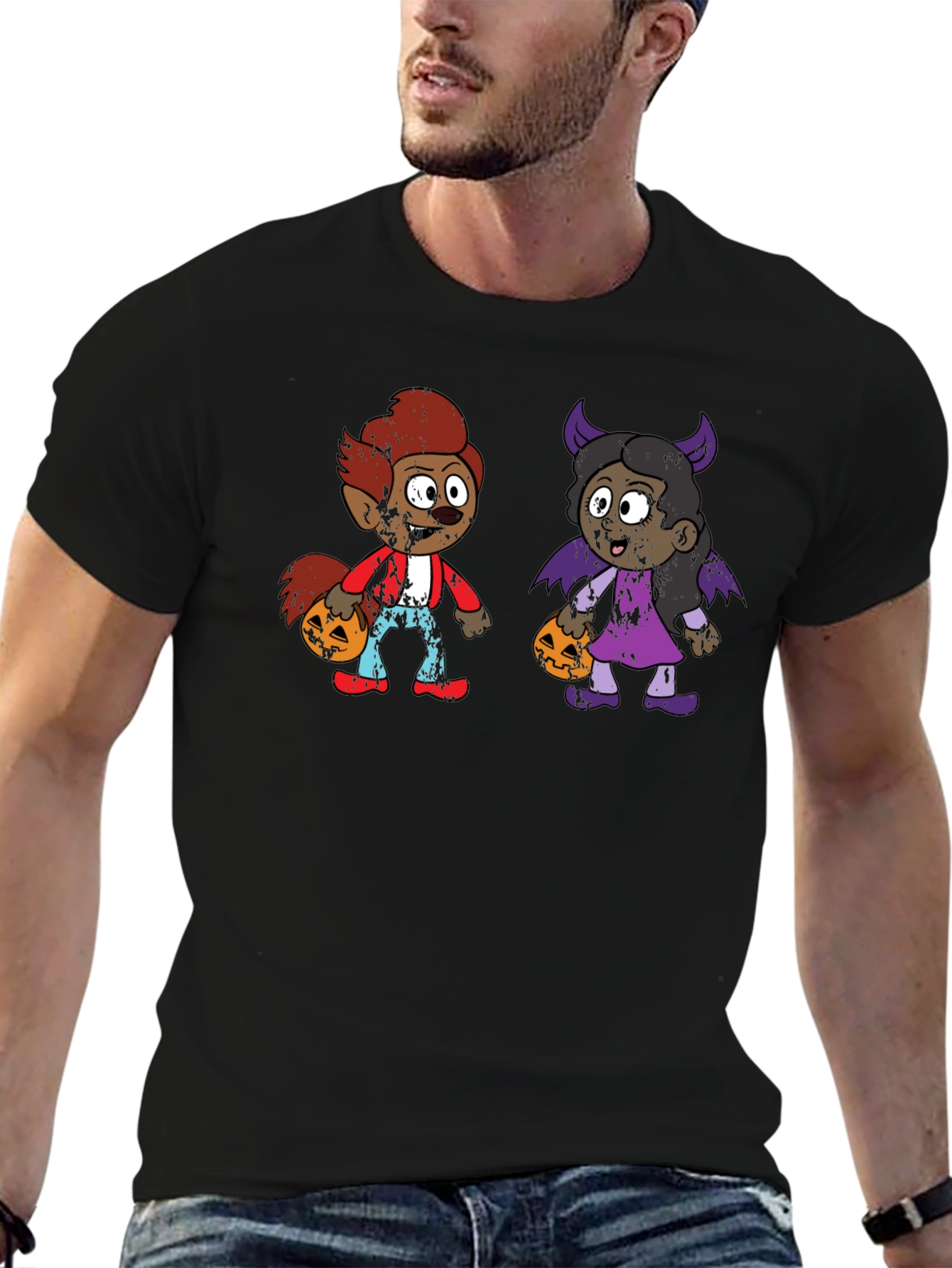 Black Halloween Kids Cartoon T-Shirt view 6