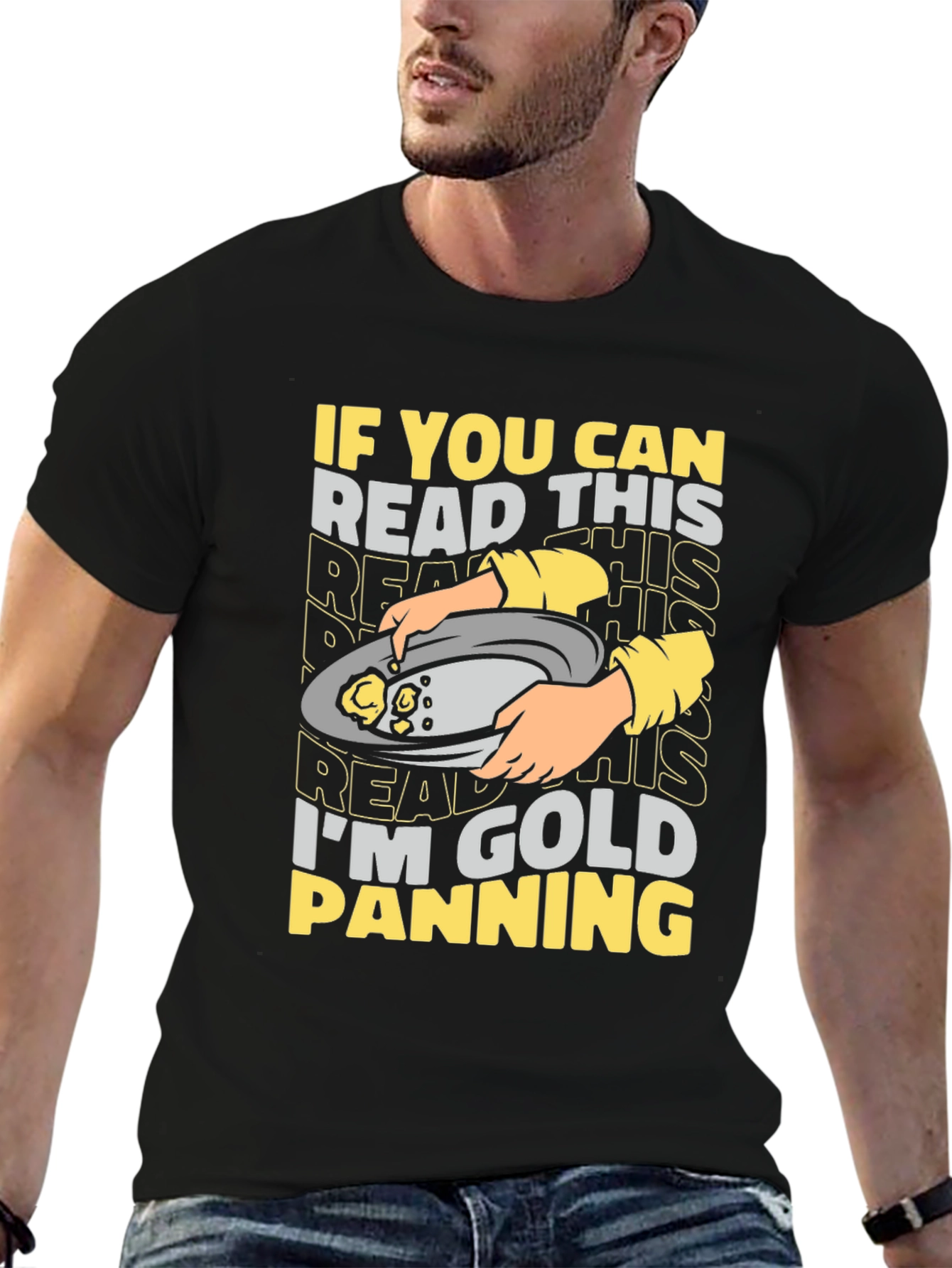 Black Gold Panning T-Shirt - Humorous Mining Tee view 6