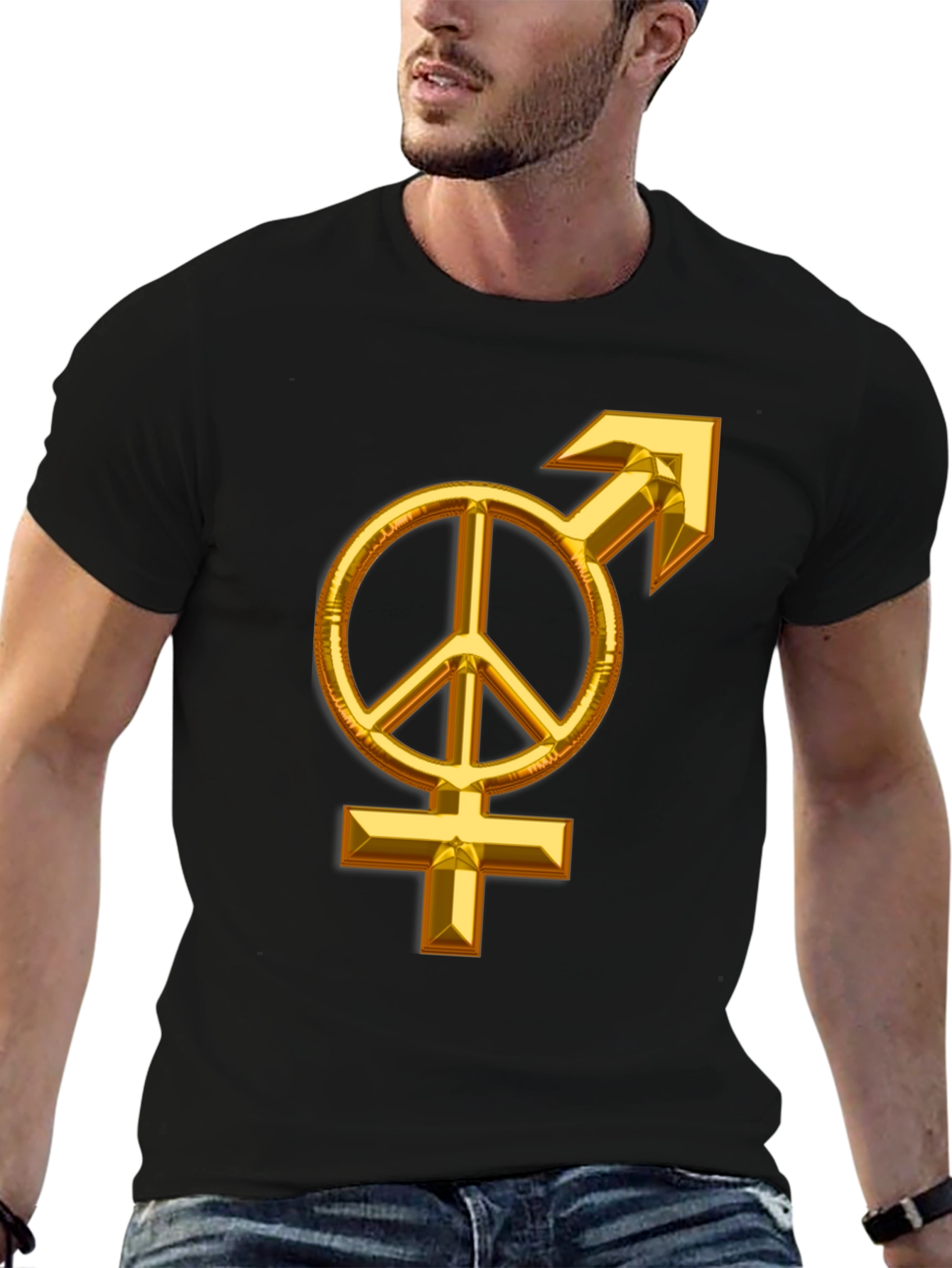 Black Peace Symbol Men's Graphic Tee view 6