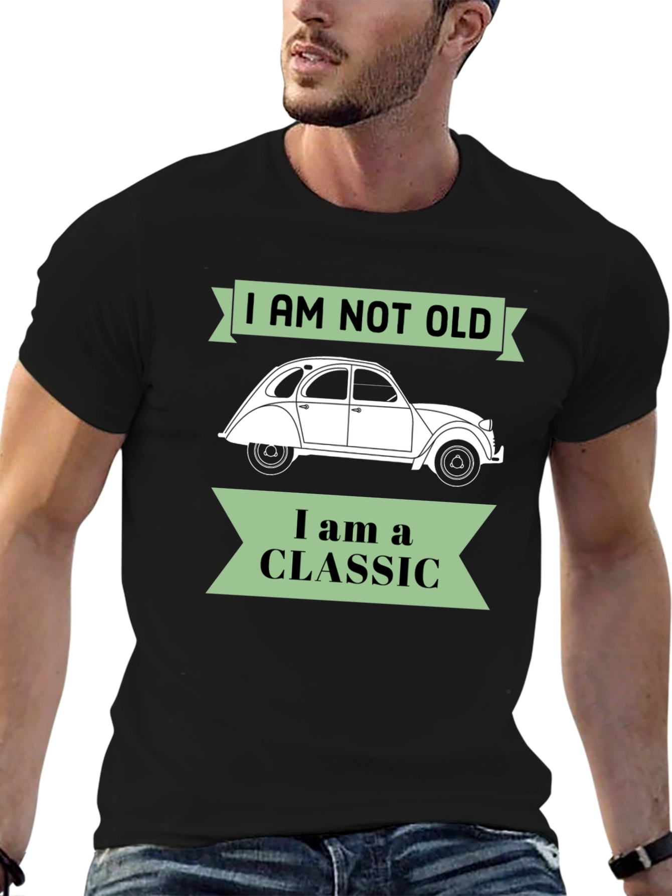 Black Classic Car T-Shirt - I Am Not Old I am a Classic view 6
