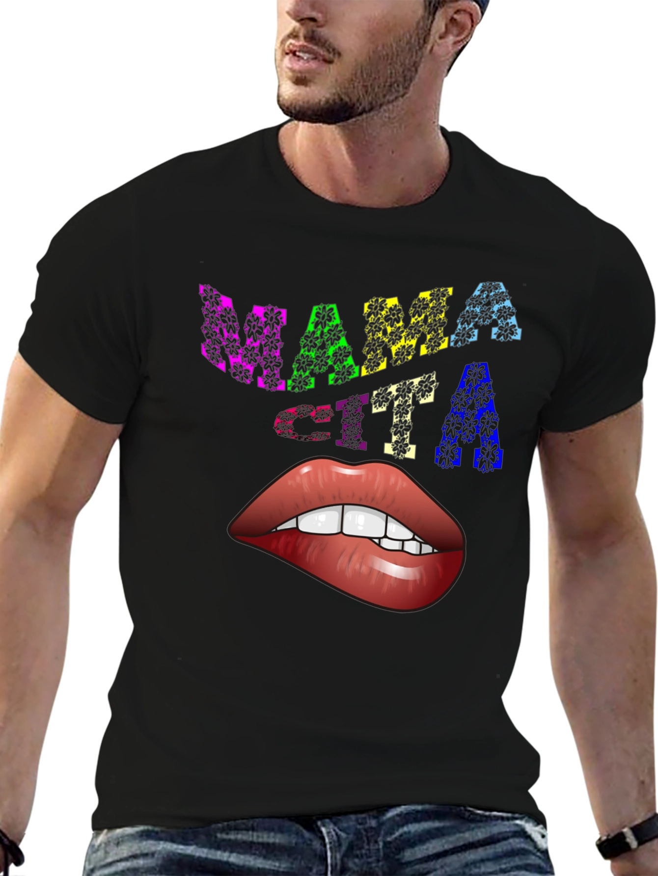 Black Mama Cita Lips Graphic Tee - Unique Design view 6