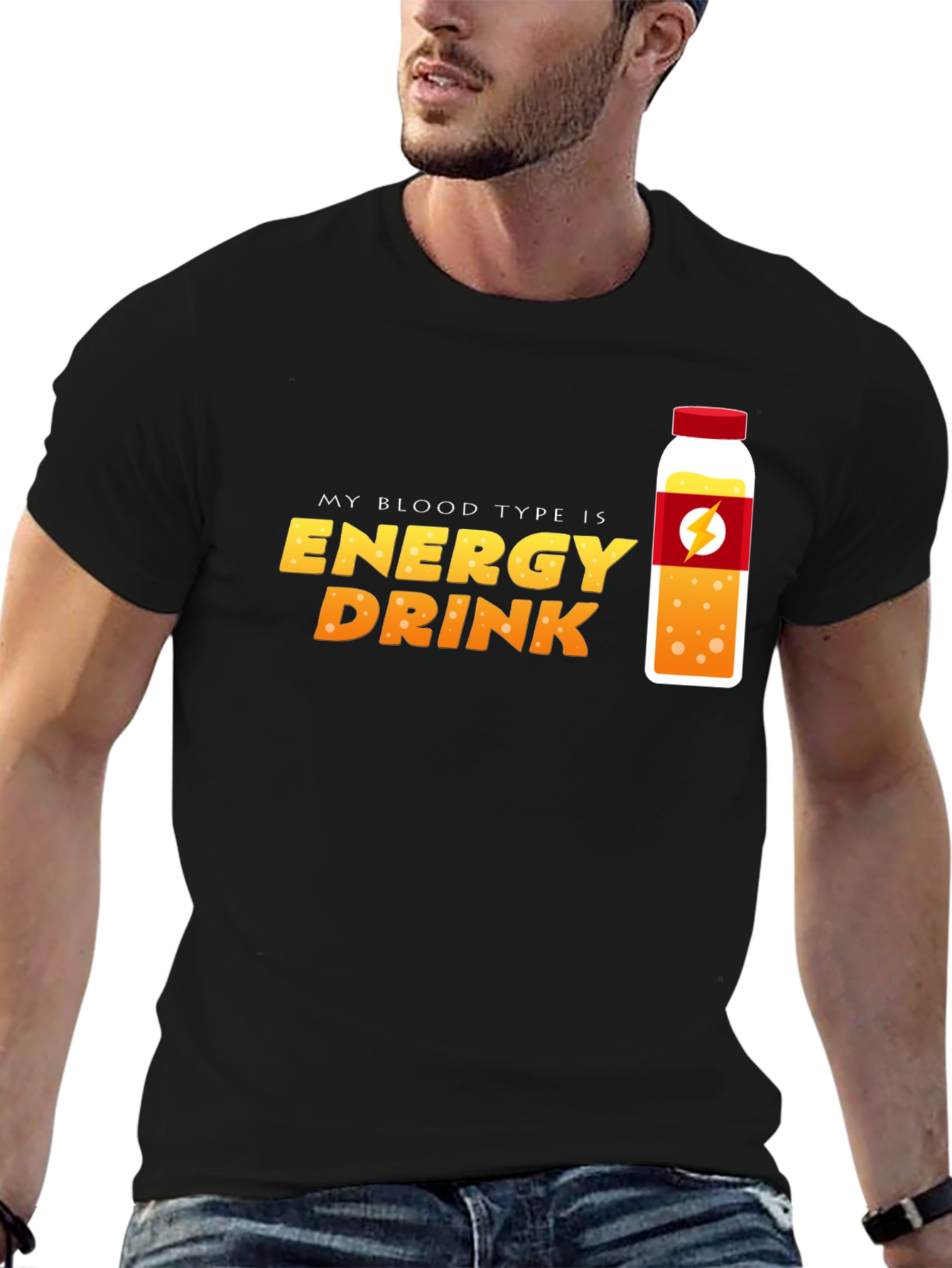 Black Energy Drink Blood Type T-Shirt - Novelty Graphic Tee view 6
