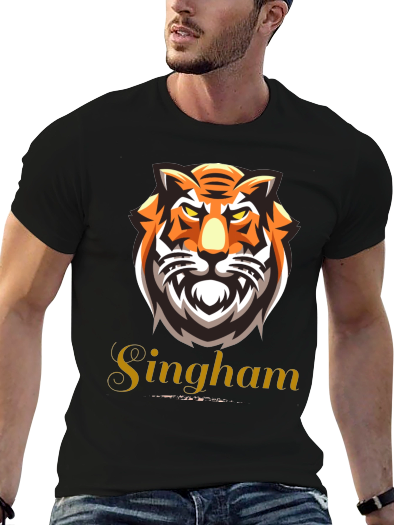 Black Singham Tiger Graphic Tee - Bold & Fierce view 6