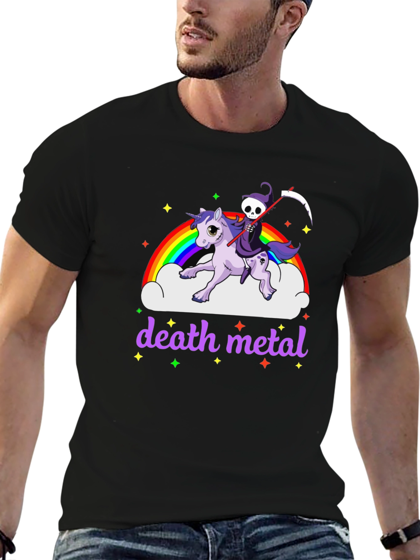 Black Death Metal Unicorn T-Shirt view 6