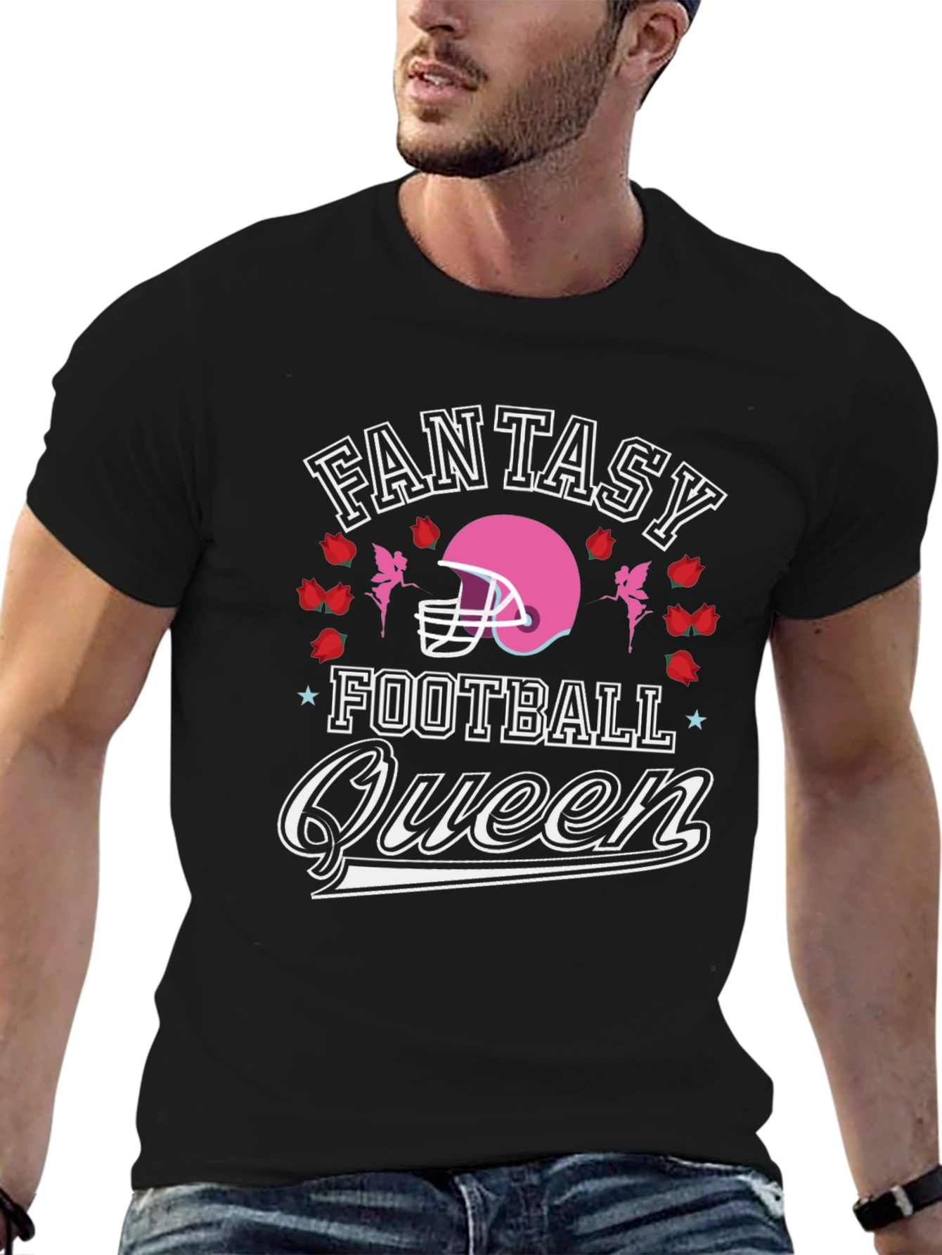 Black Fantasy Football Queen Graphic Tee view 6