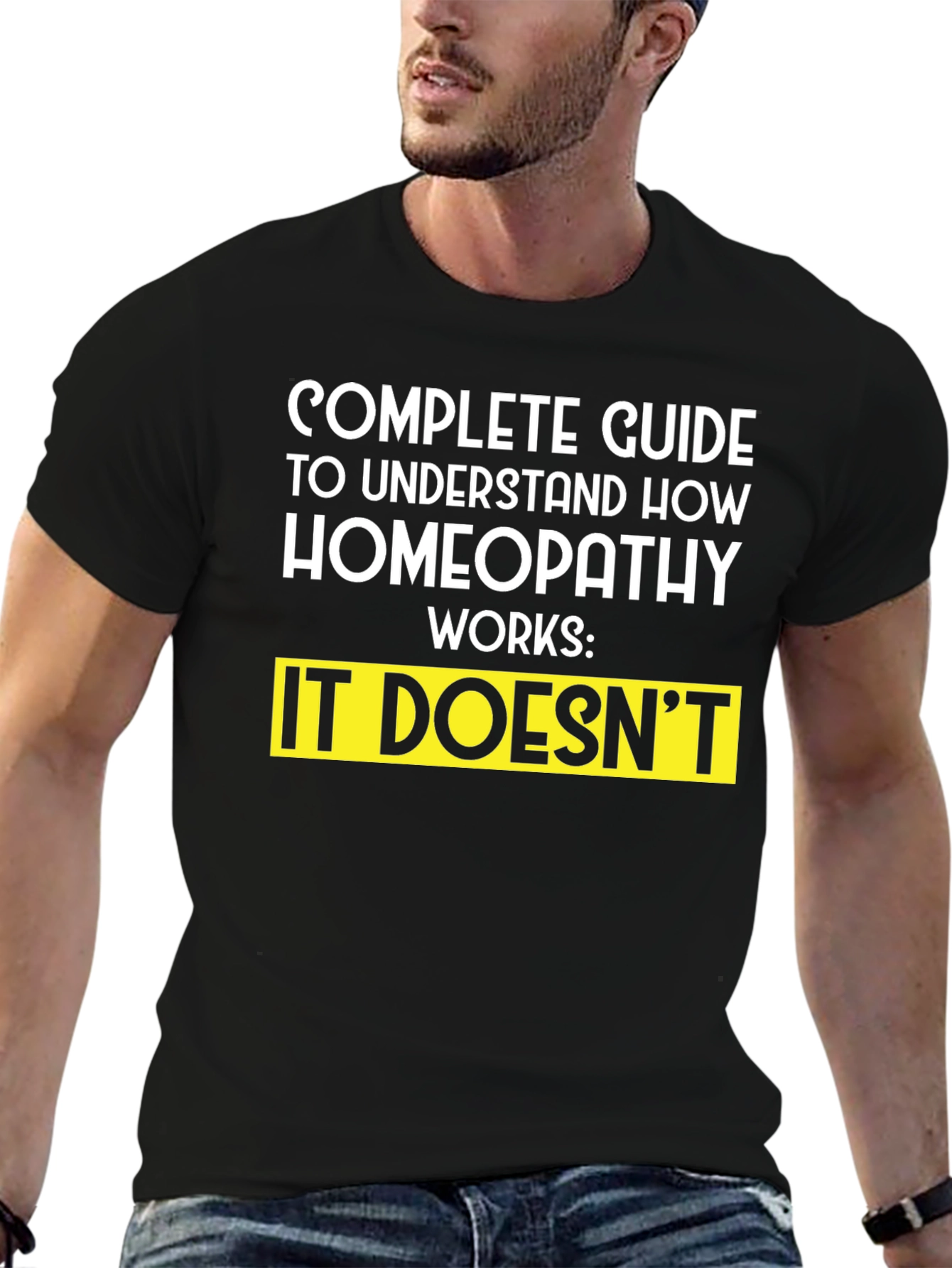 Black Homeopathy Guide T-Shirt - Funny Sarcastic Tee view 6