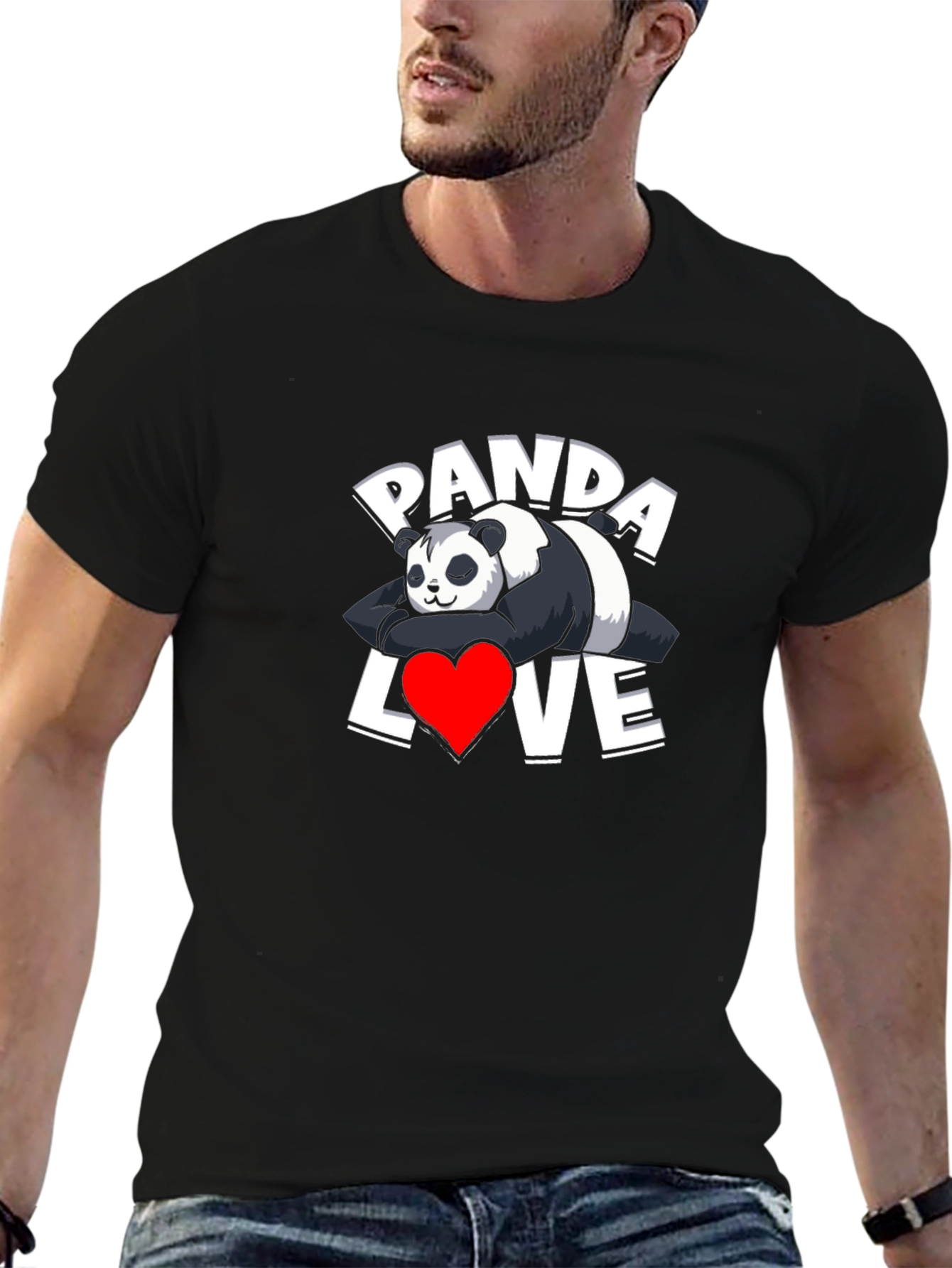 Black Panda Love Graphic T-Shirt - Casual Wear view 6