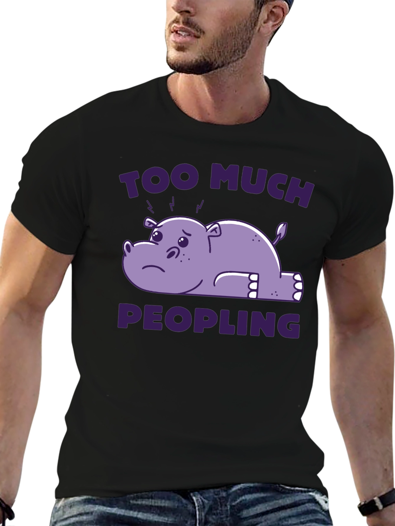 Black Too Much Peopling T-Shirt - Introvert Humor Tee view 6