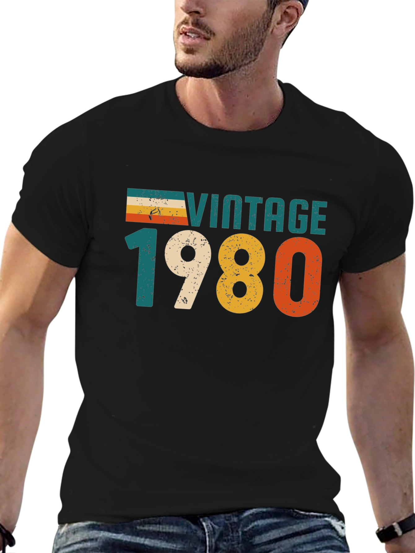 Black Vintage 1980 T-Shirt Retro Style view 6