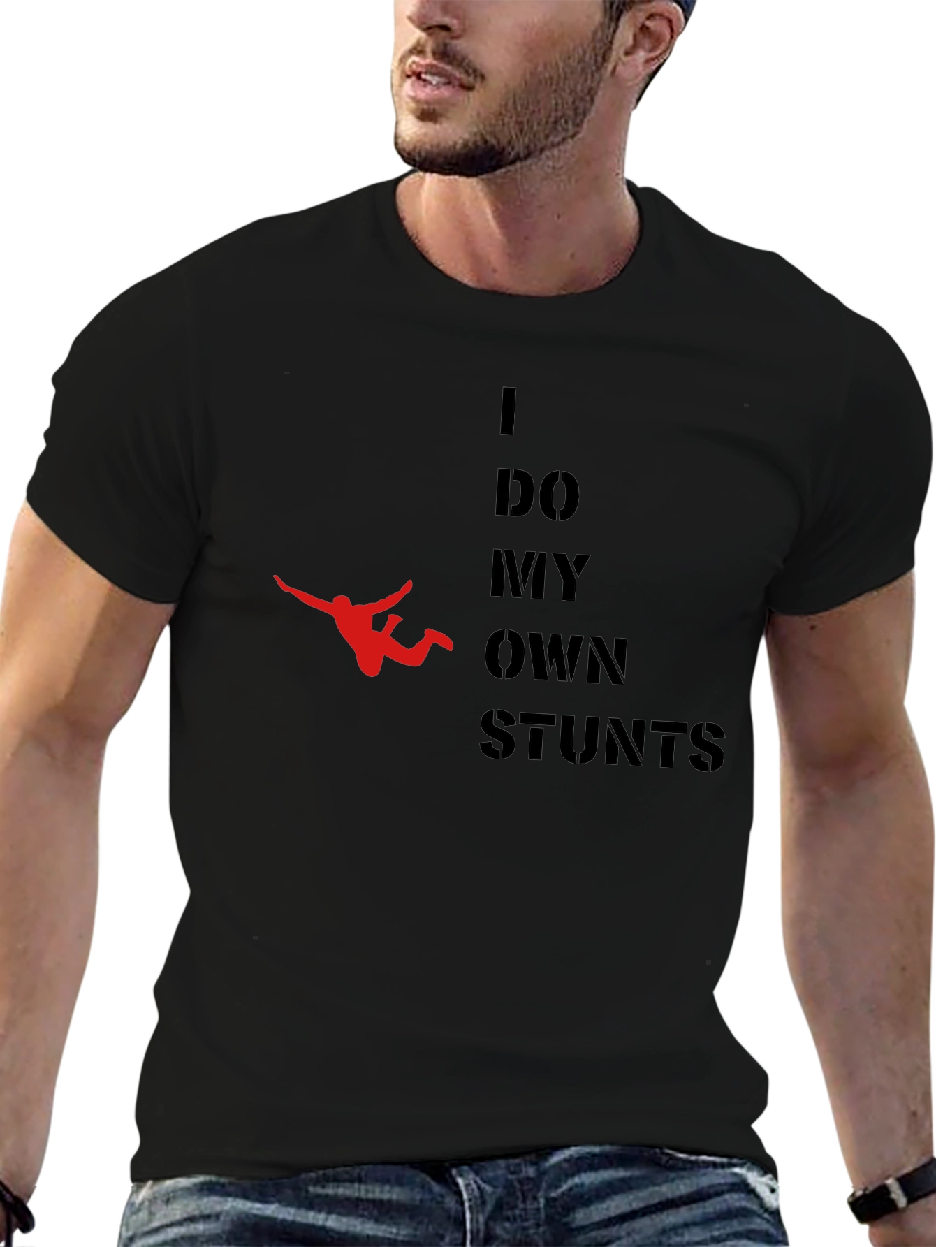 Black I Do My Own Stunts Graphic T-Shirt view 6