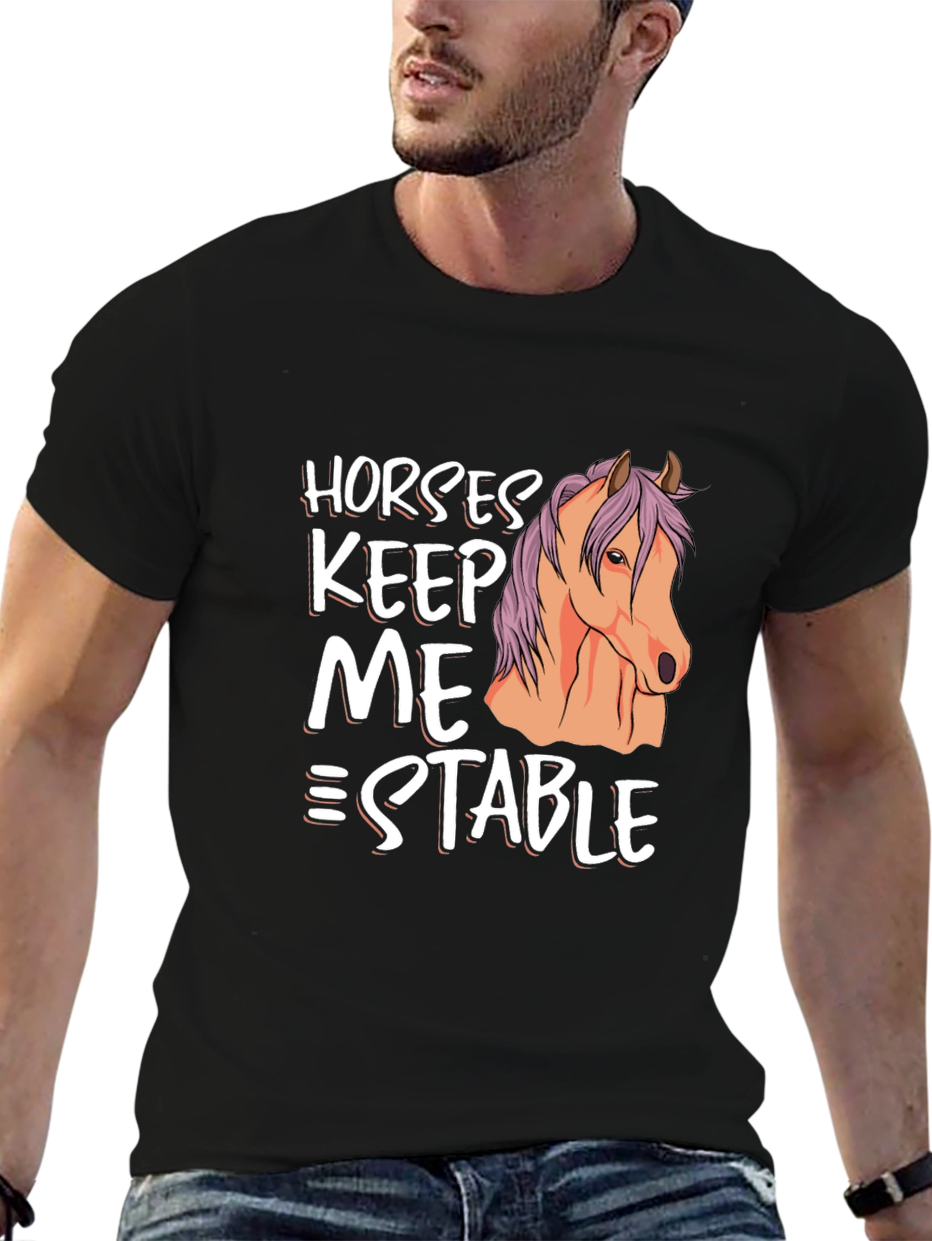 Black Horses Keep Me Stable Graphic T-Shirt view 6