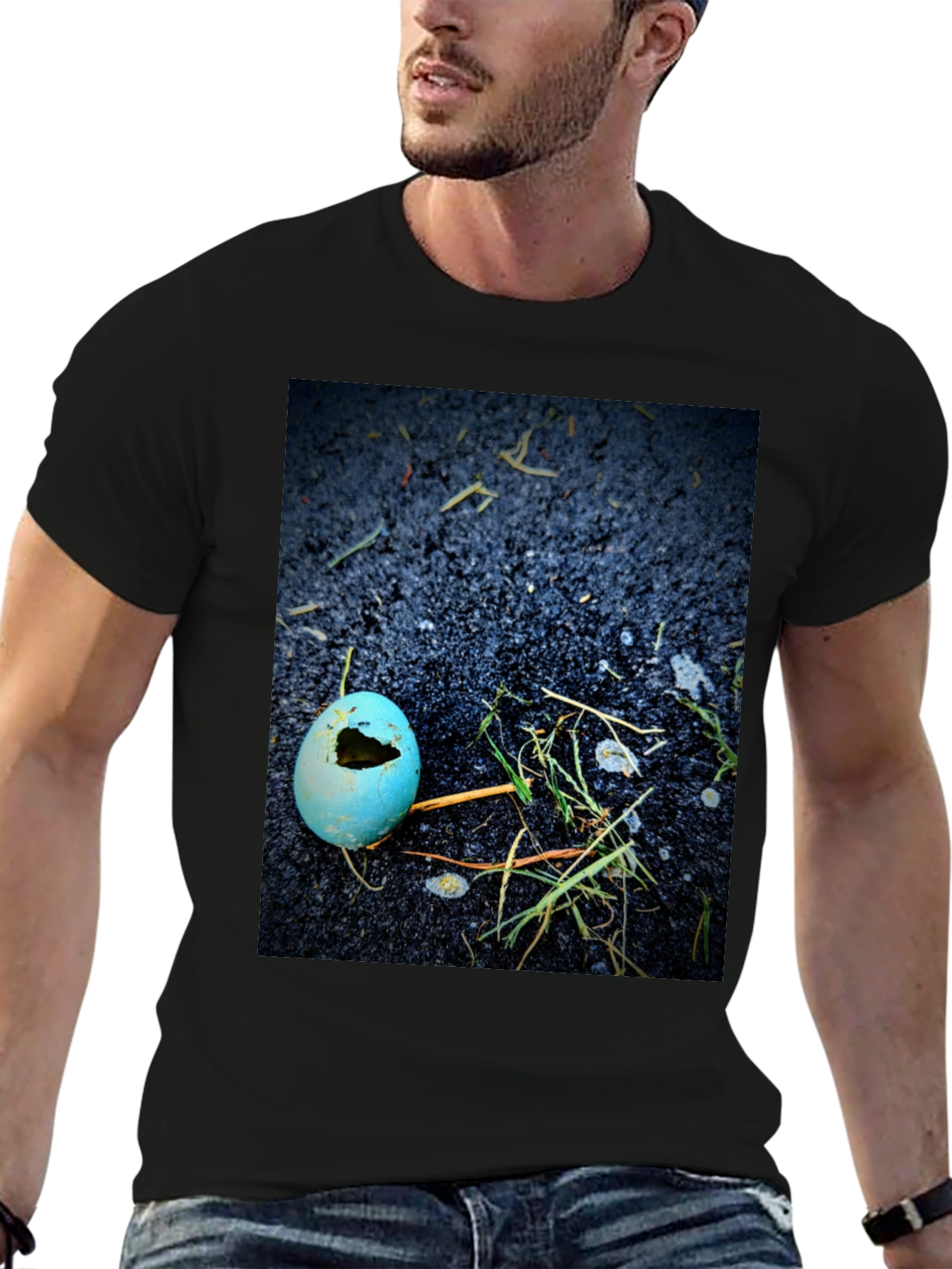 Black Broken Eggshell Graphic T-Shirt view 6