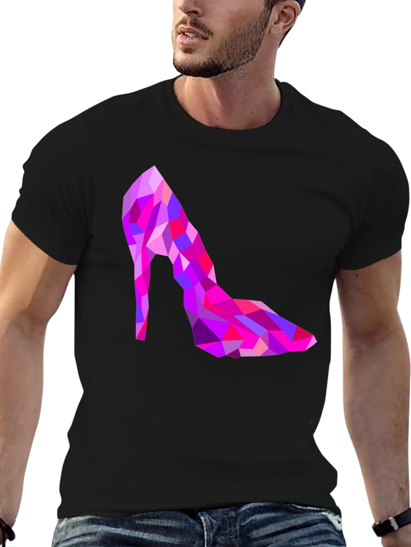 Black Geometric High Heel T-Shirt view 6