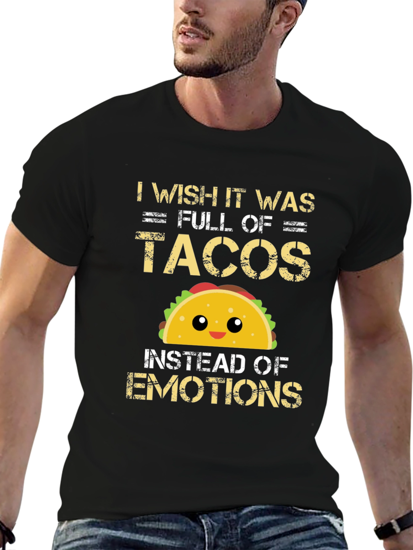 Black Tacos Instead of Emotions Graphic T-Shirt view 6