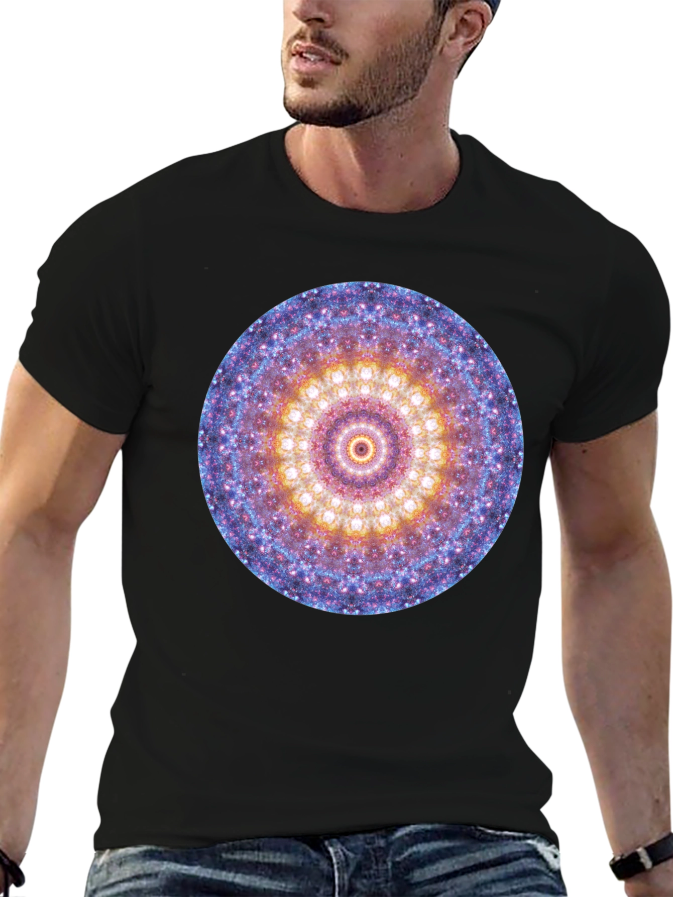 Black Cosmic Mandala Graphic Tee view 6