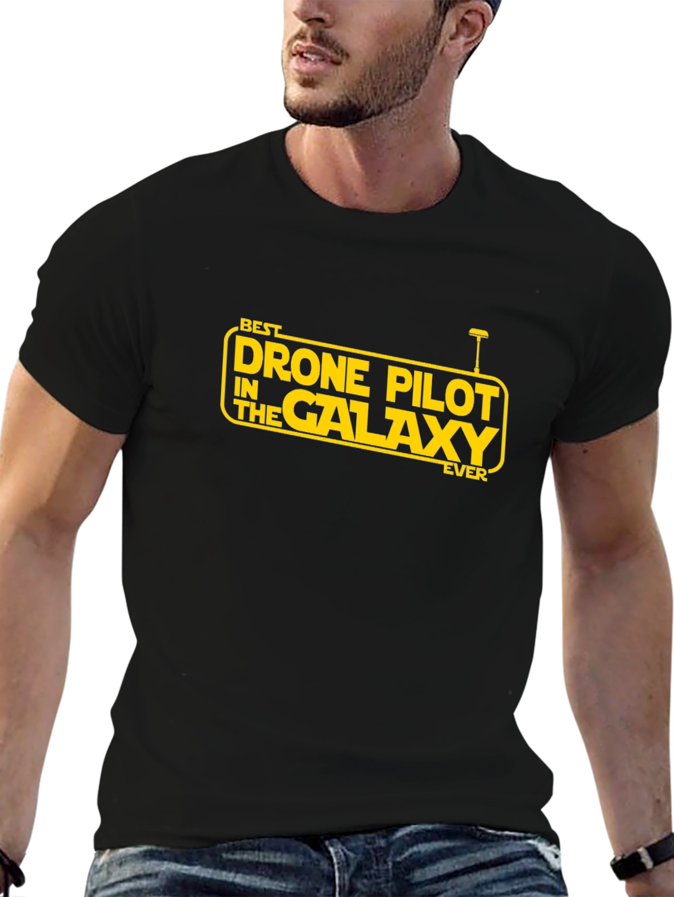Black Best Drone Pilot T-Shirt - Galaxy Edition view 6