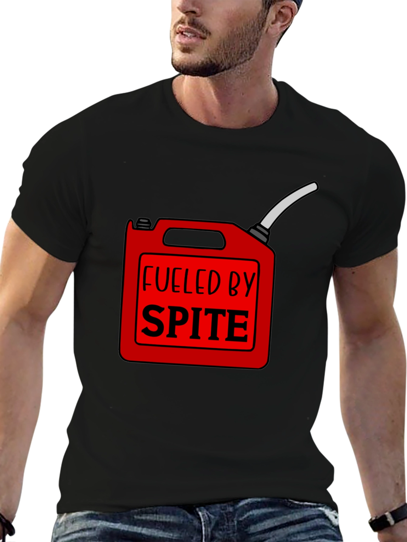 Black Fueled by Spite Funny Graphic T-Shirt view 6