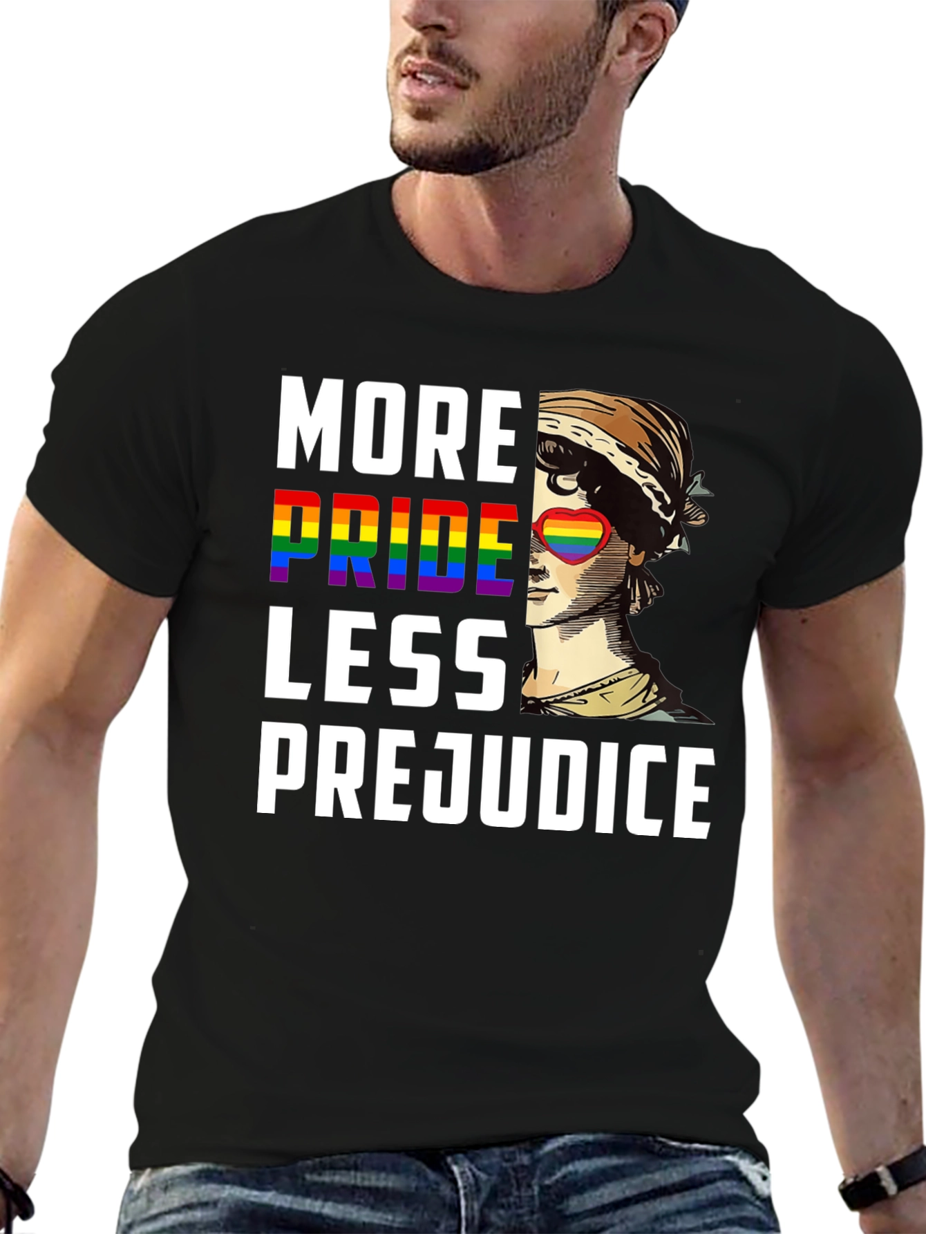 Black More Pride Less Prejudice Graphic T-Shirt view 6