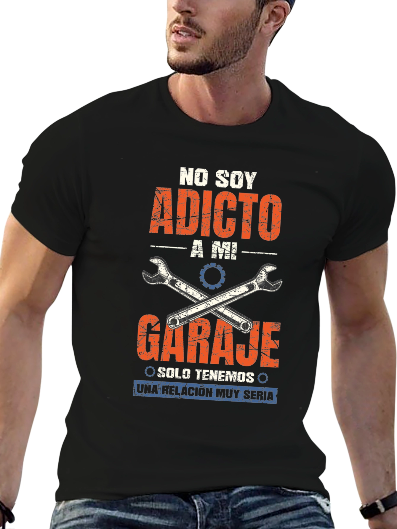 Black Garage Addict T-Shirt - "No Soy Adicto A Mi Garaje" view 6