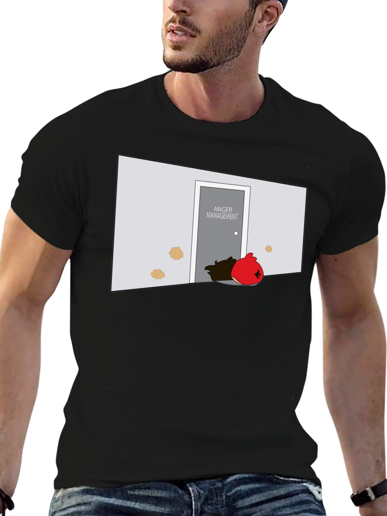 Black Anger Management Bird T-Shirt view 6