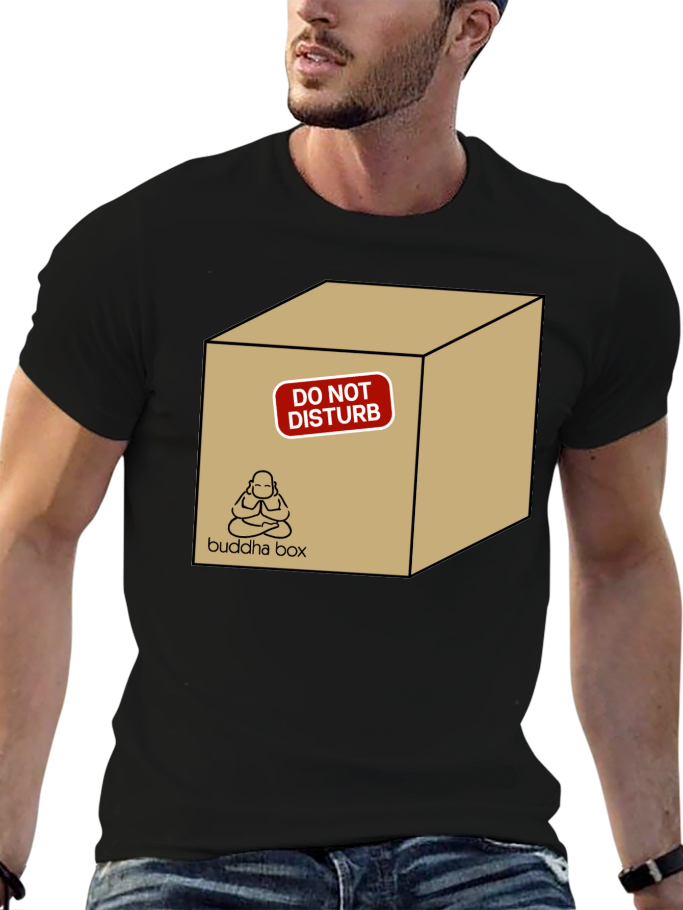 Black Buddha Box Novelty T-Shirt view 6