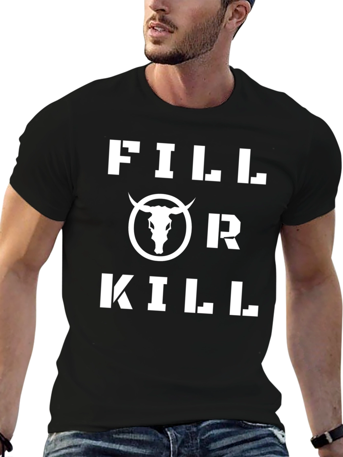 Black Fill or Kill Bull Graphic Black T-Shirt view 6