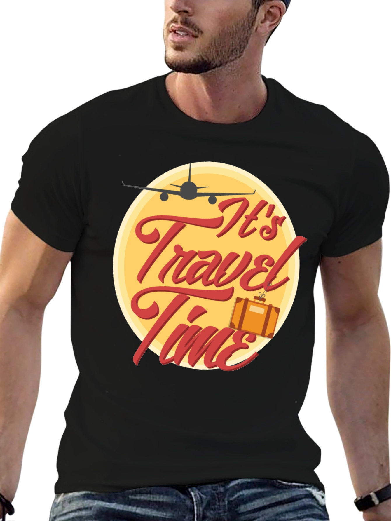 Black It's Travel Time Black Graphic Tee view 6
