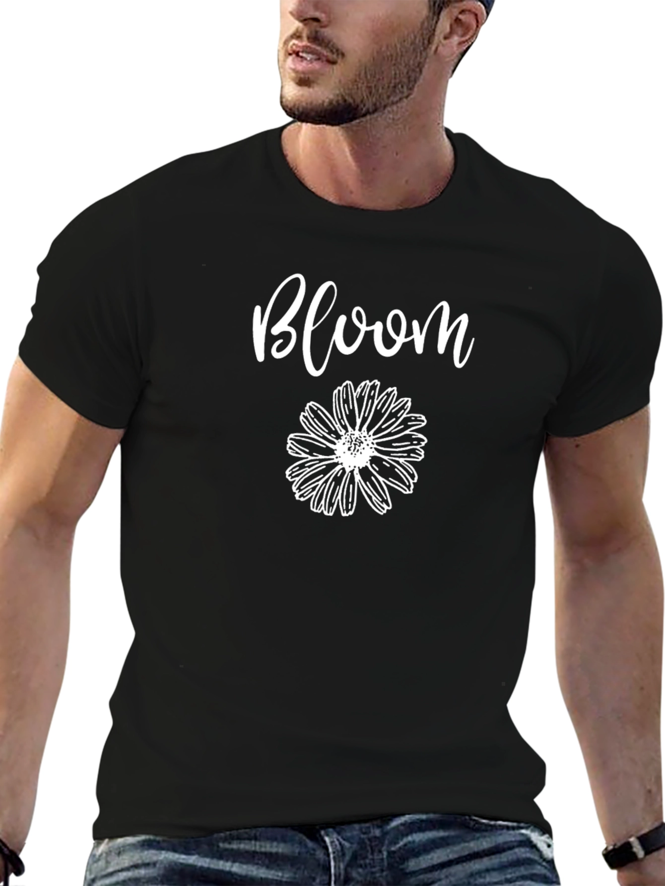 Black Bloom Flower Graphic T-Shirt - Soft Cotton Tee view 6