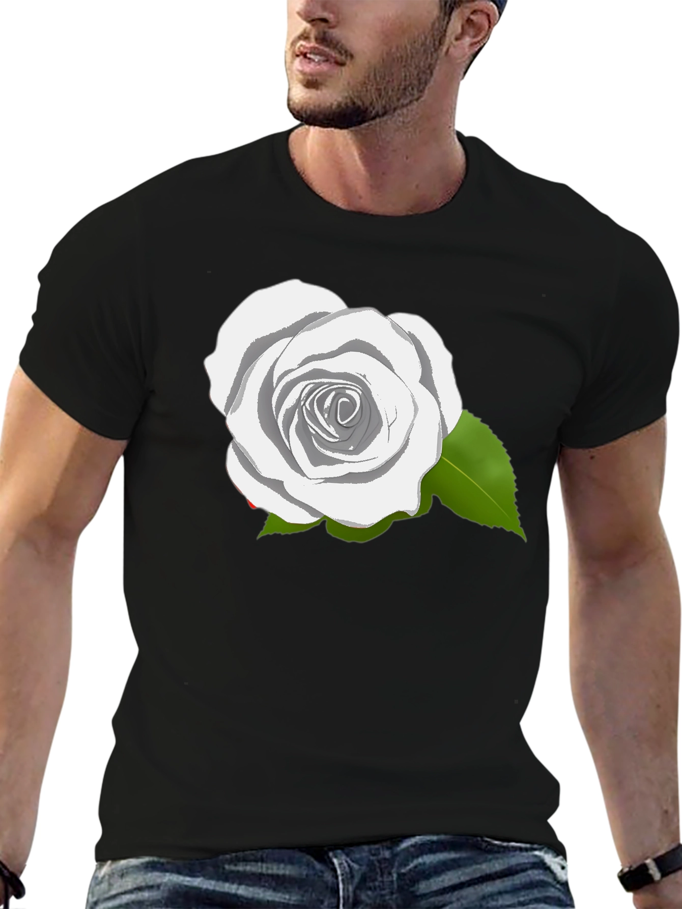 Black Rose Graphic T-Shirt - Elegant Floral Design view 6
