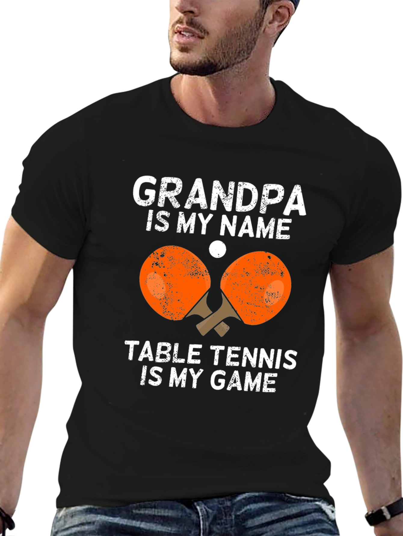 Black Grandpa Table Tennis T-Shirt Funny Graphic Tee view 6