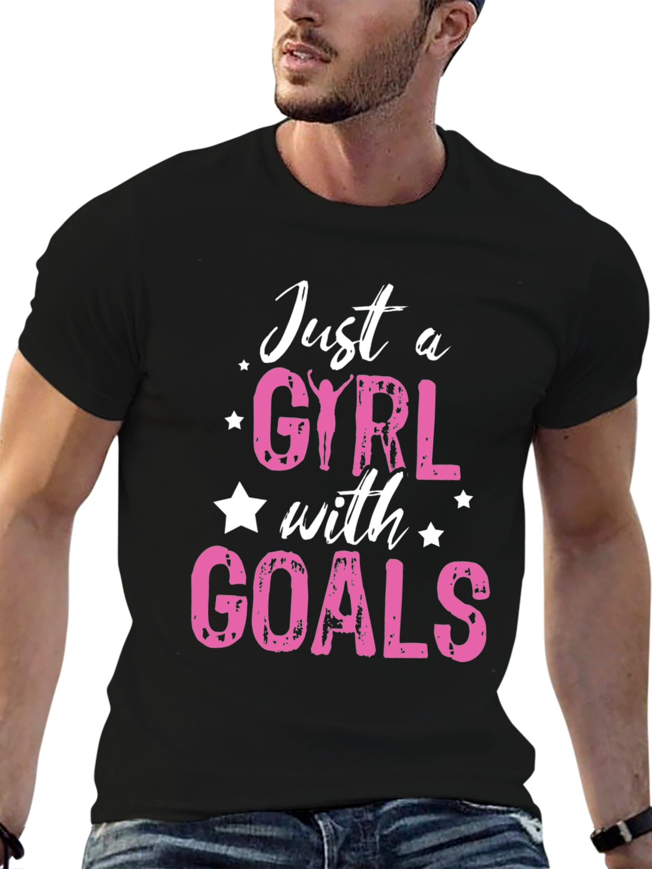 Black Just a Girl with Goals T-Shirt view 6