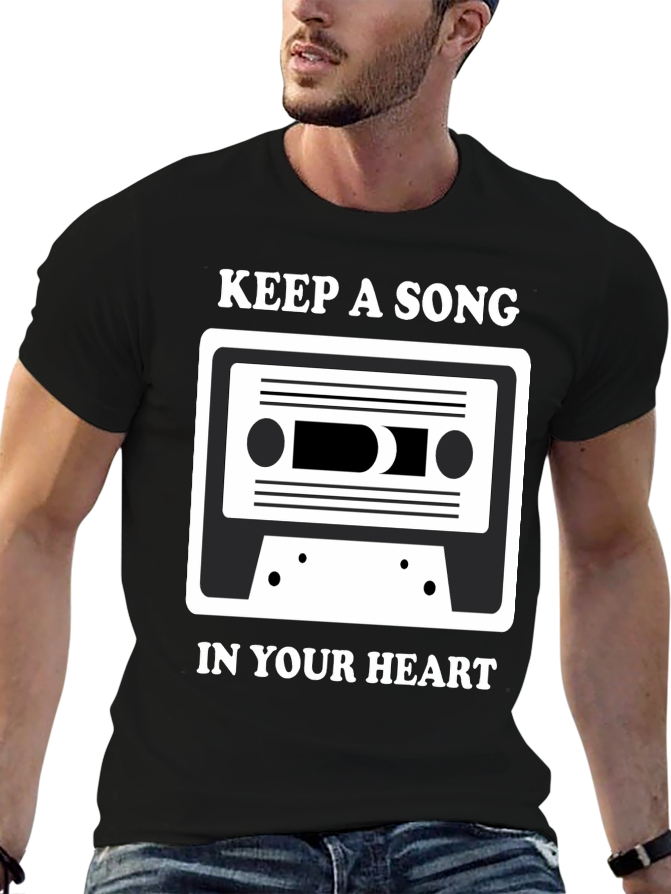 Black Keep A Song T-Shirt: Music Lover Tee view 6