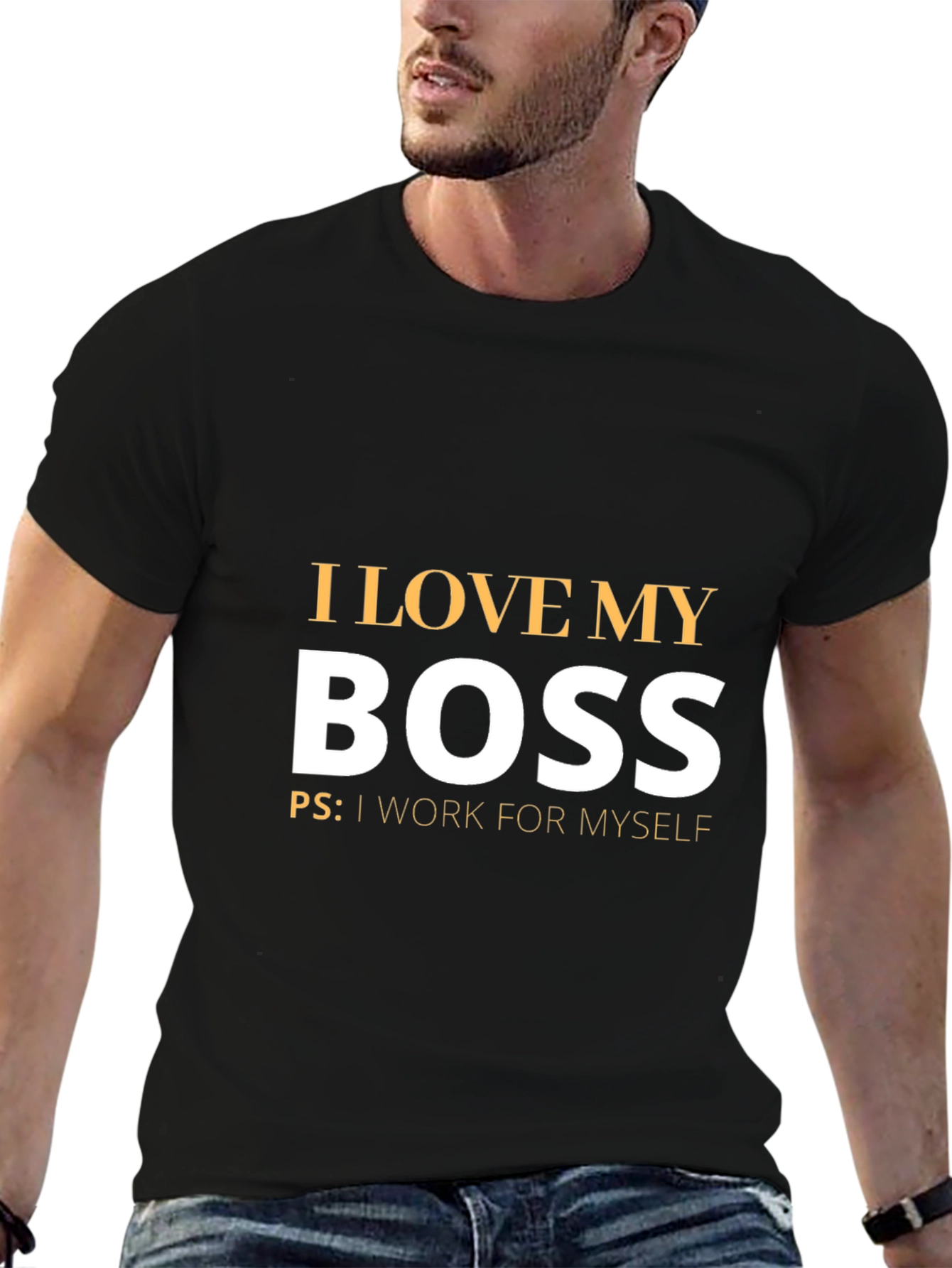 Black Funny I Love My Boss T-Shirt - Work For Myself view 6