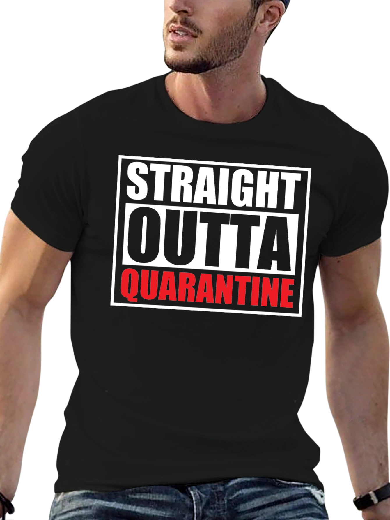 Black Straight Outta Quarantine Graphic T-Shirt view 6