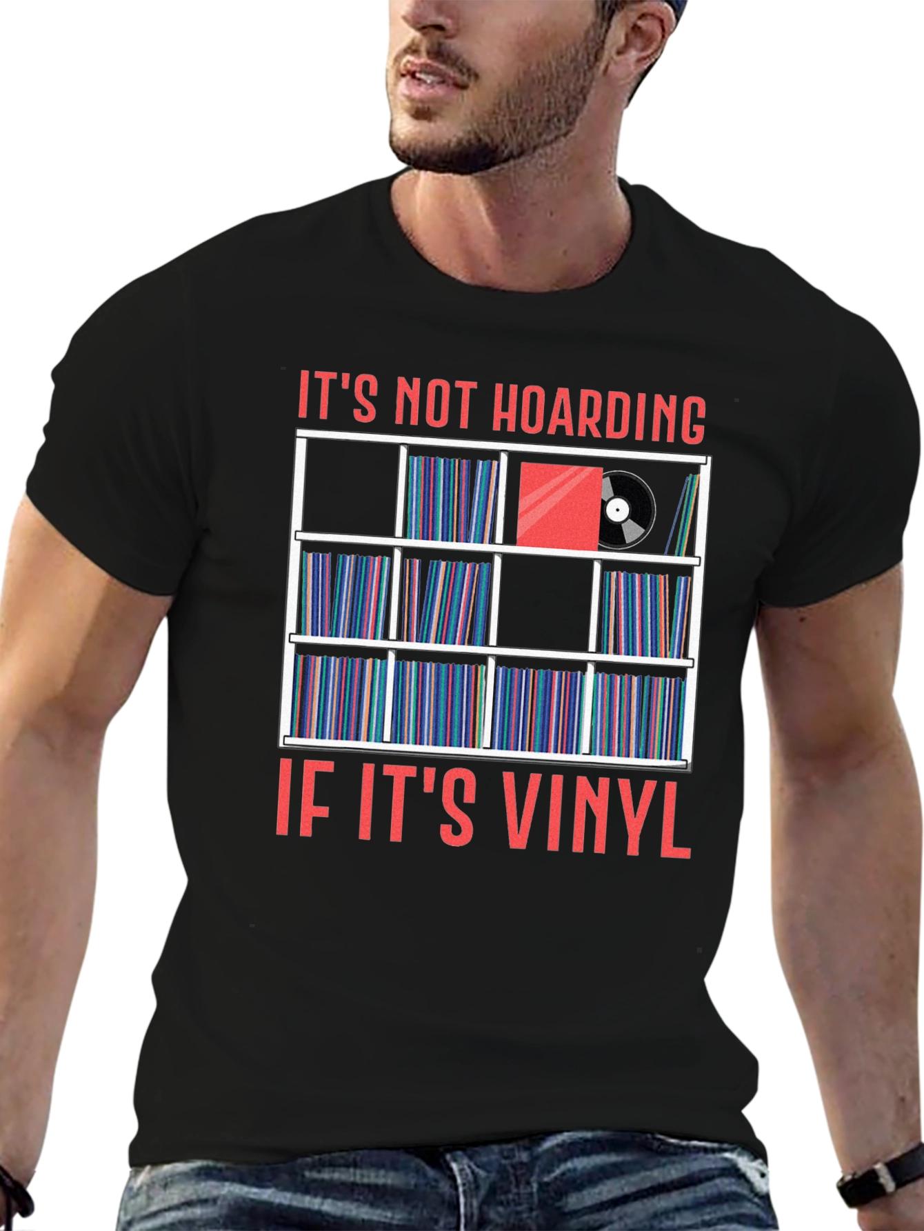 Black Vinyl Record Collector T-Shirt - It's Not Hoarding view 6