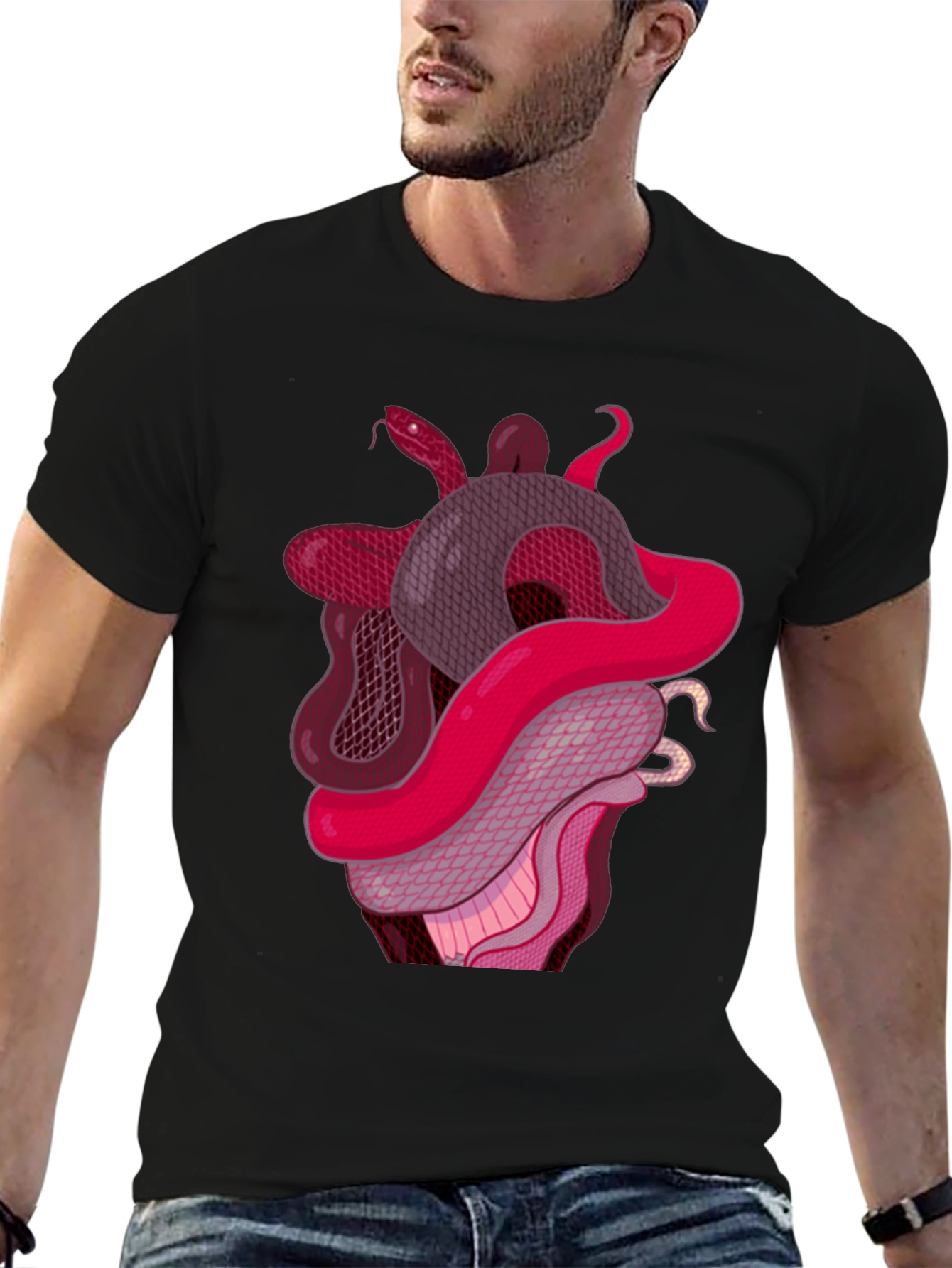 Black Snake Heart Graphic Tee - Stylish Black T-Shirt view 6