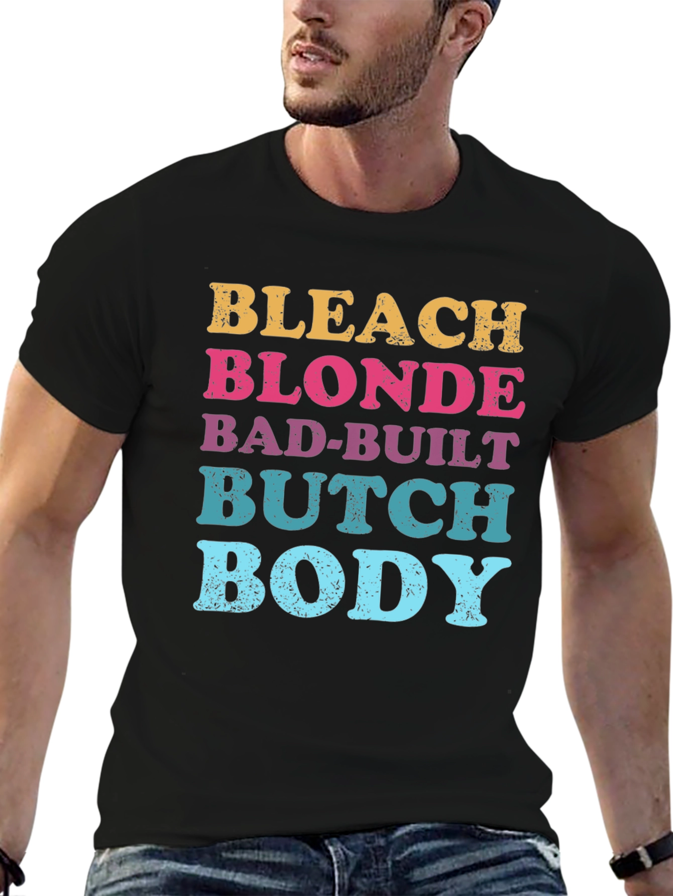 Black Bleach Blonde Bad-Built Butch Body Graphic Tee view 6
