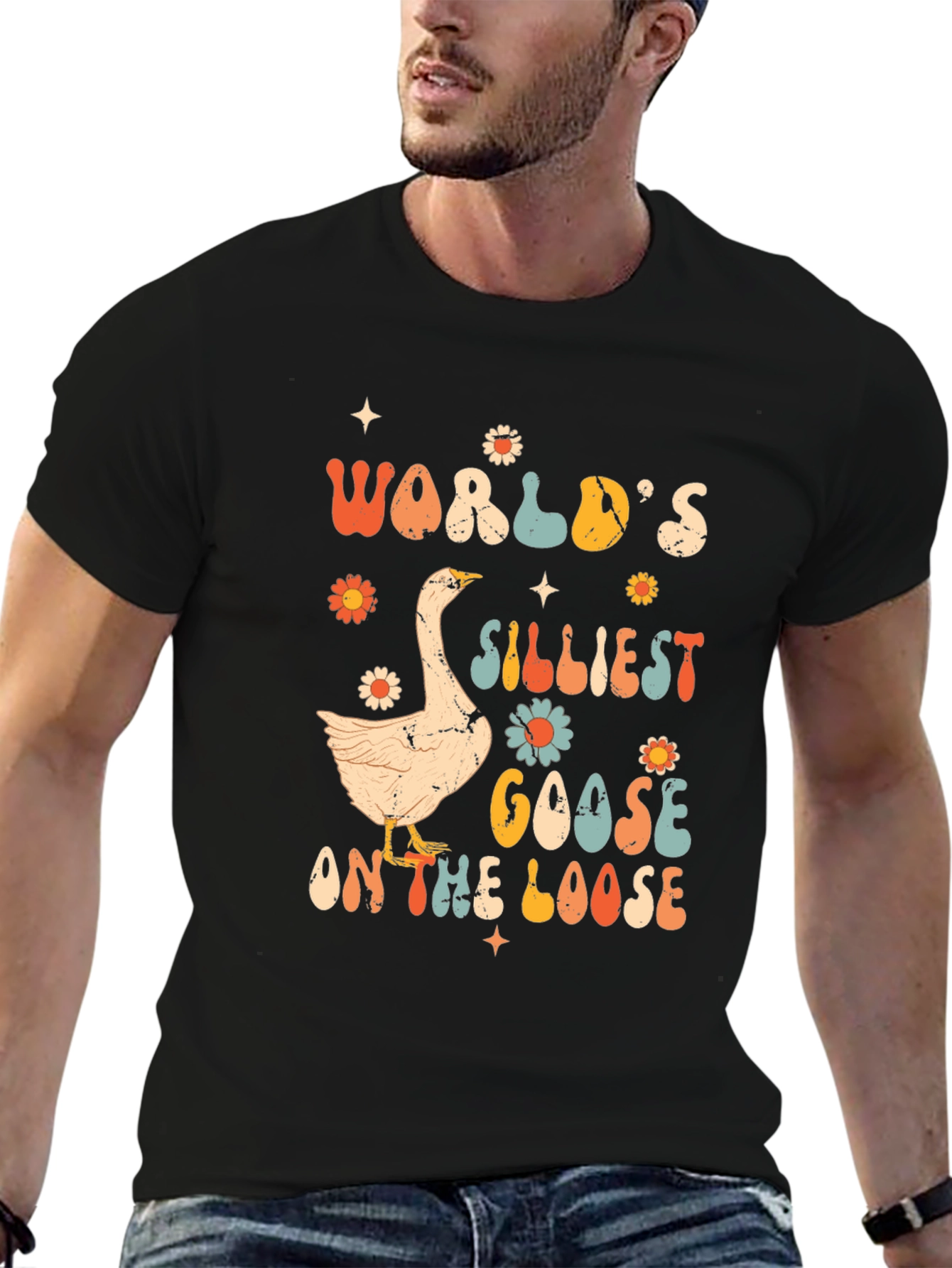Black Silliest Goose T-Shirt - Retro Style view 6