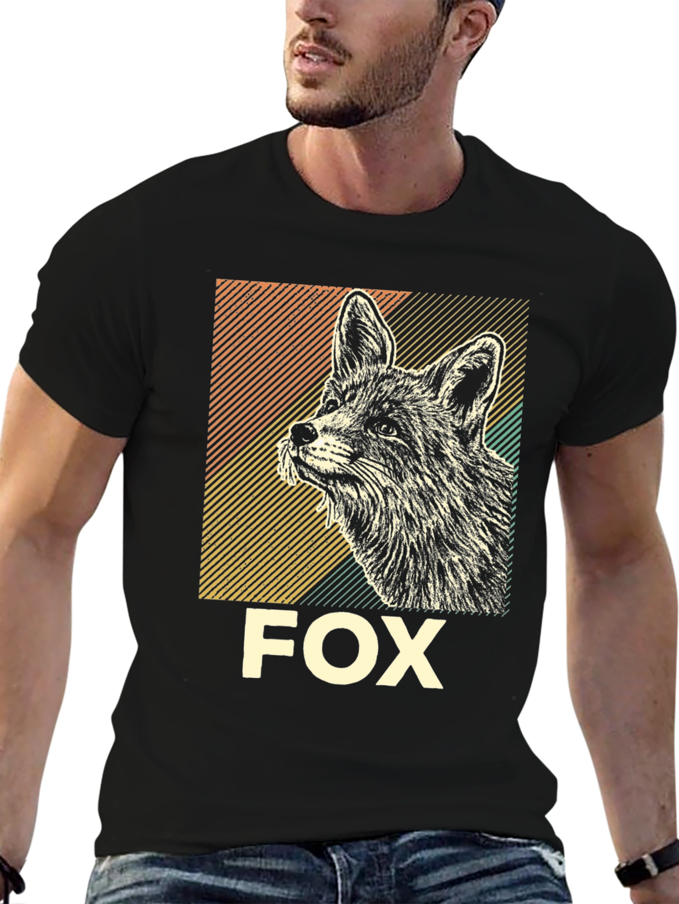 Black Fox Graphic T-Shirt - Vintage Animal Tee view 6