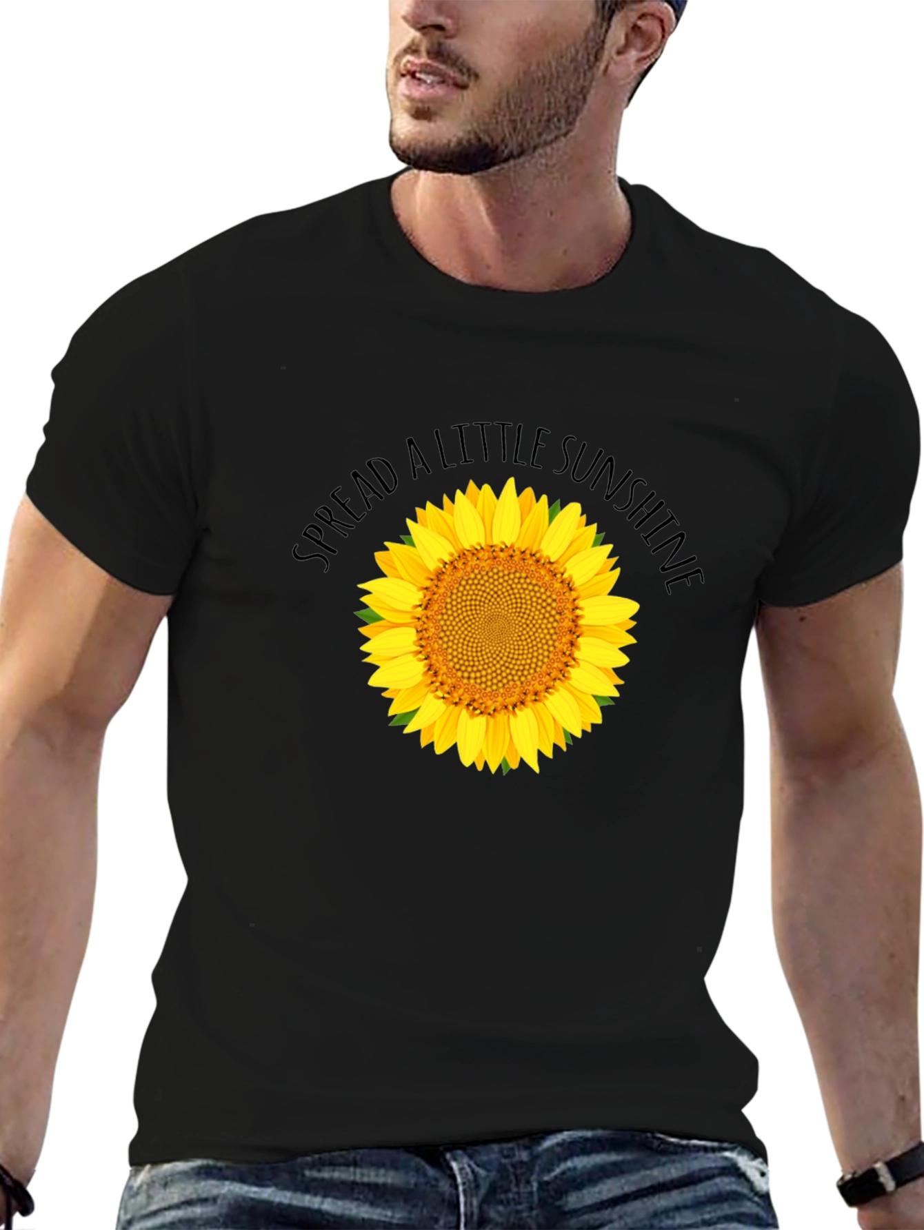 Black Spread Sunshine Black Sunflower Graphic T-Shirt view 6