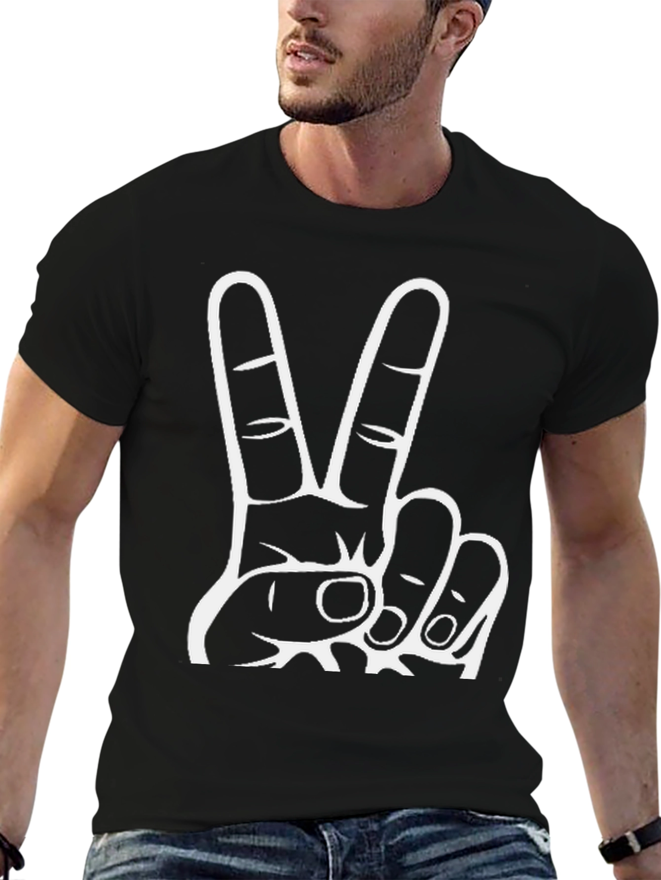 Black Peace Sign Black T-Shirt view 6