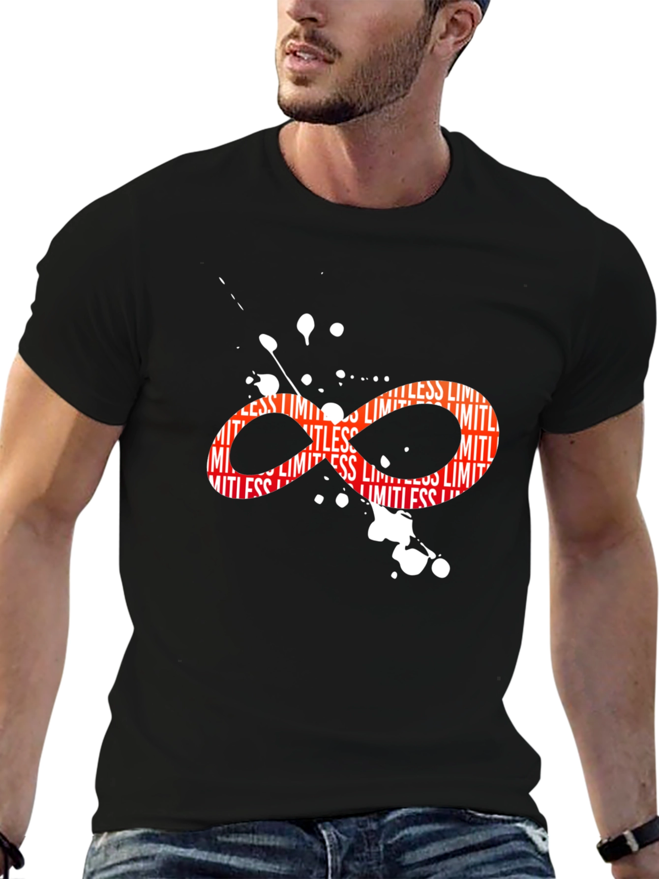 Black Limitless Infinity Symbol Graphic Black T-Shirt view 6