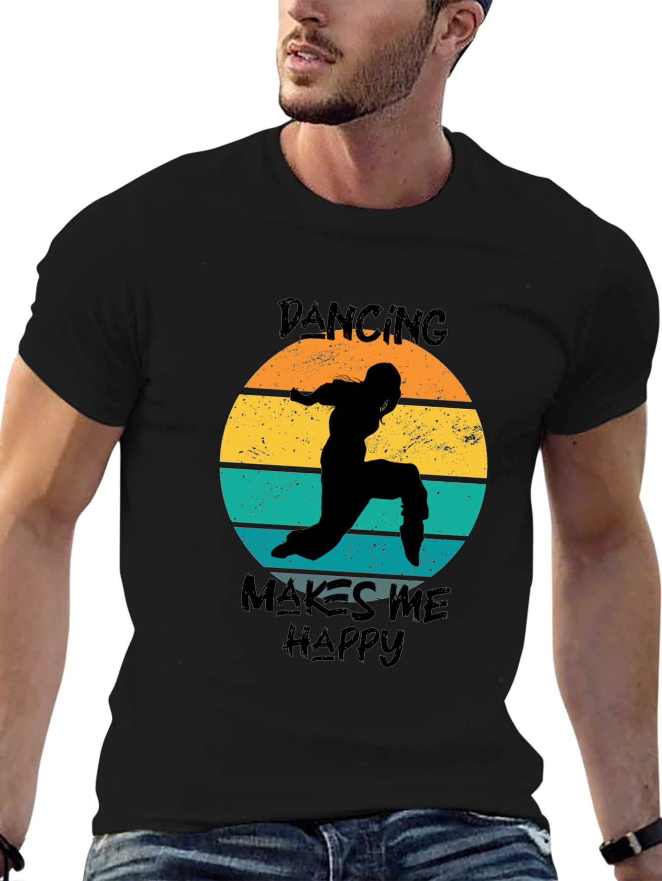 Black Dancing Makes Me Happy T-Shirt view 6