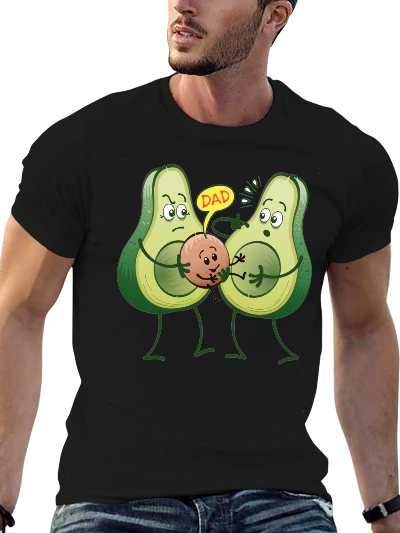 Black Avocado Dad T-Shirt - Humorous Graphic Tee view 6